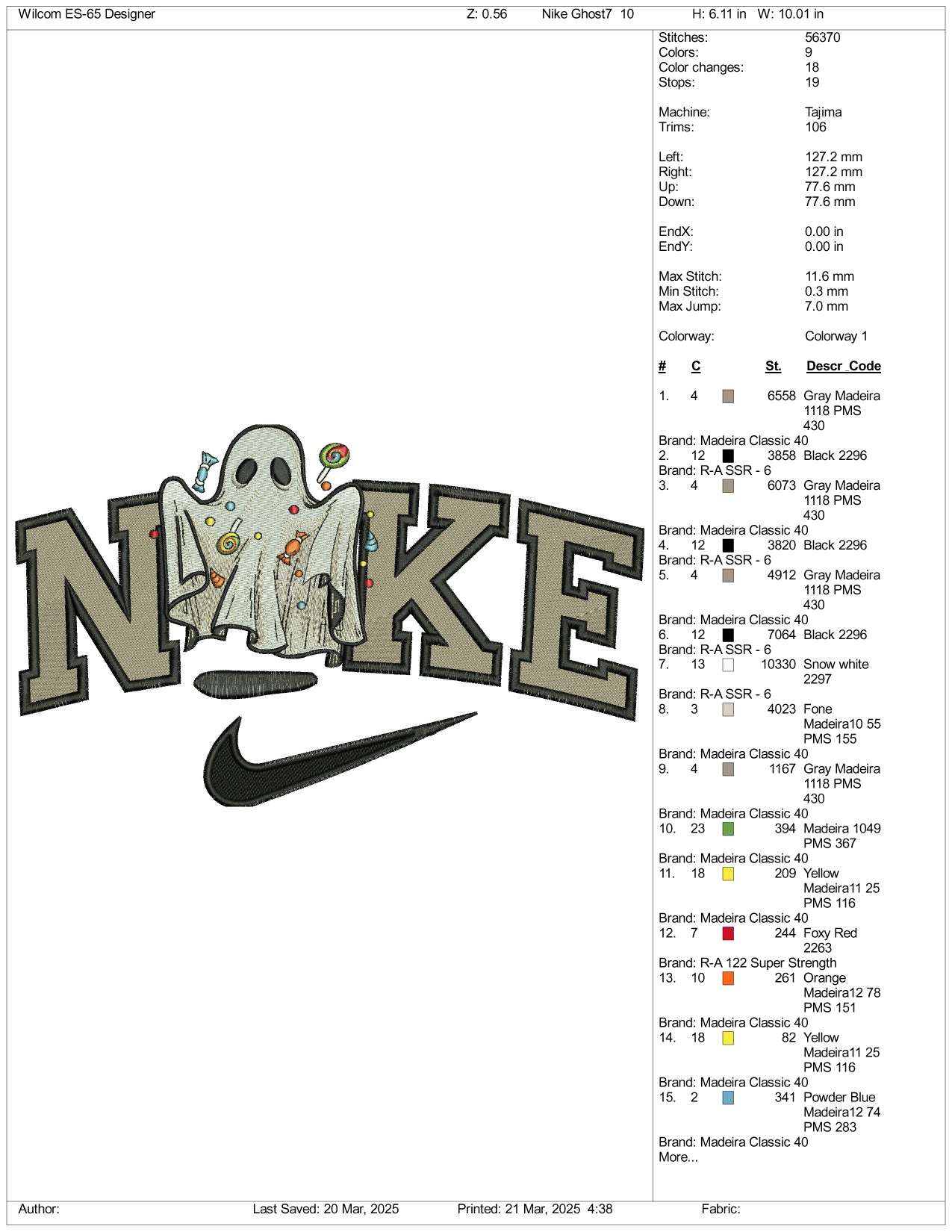 Nike Candy Ghost Embroidery Files - 3 Size's