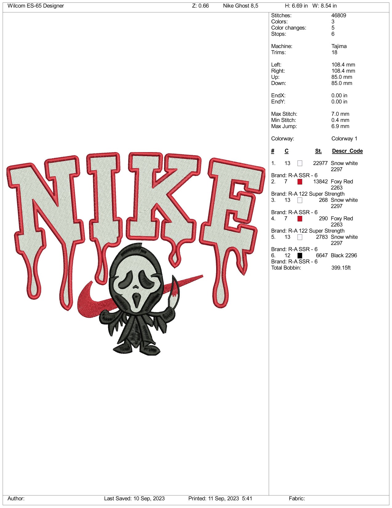 Nike Ghost v5 Embroidery Design Files - 3 Size's