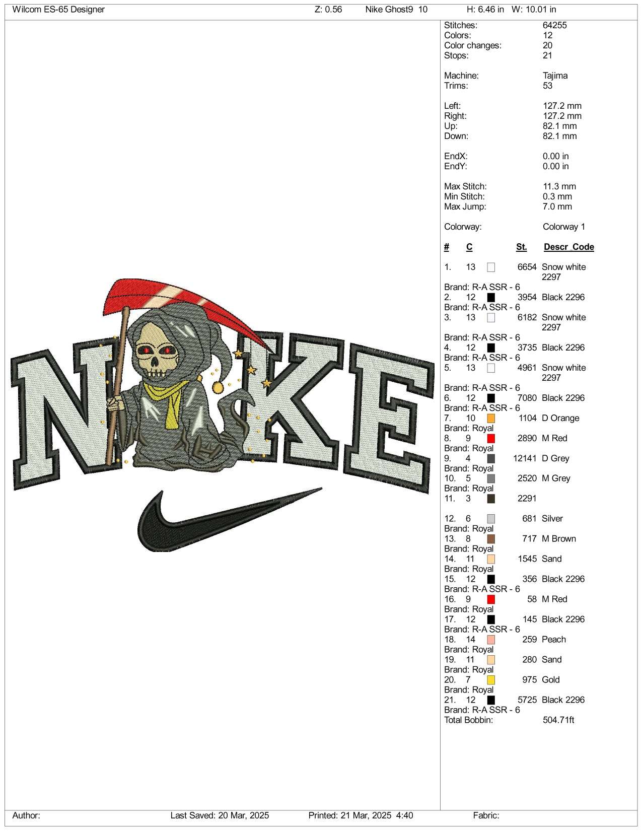 Nike Spooky Ghost Embroidery Files - 3 Size's