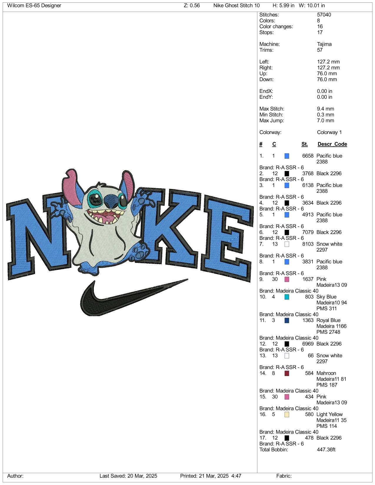 Nike Stitch Ghost v5 Embroidery Files - 3 Size's