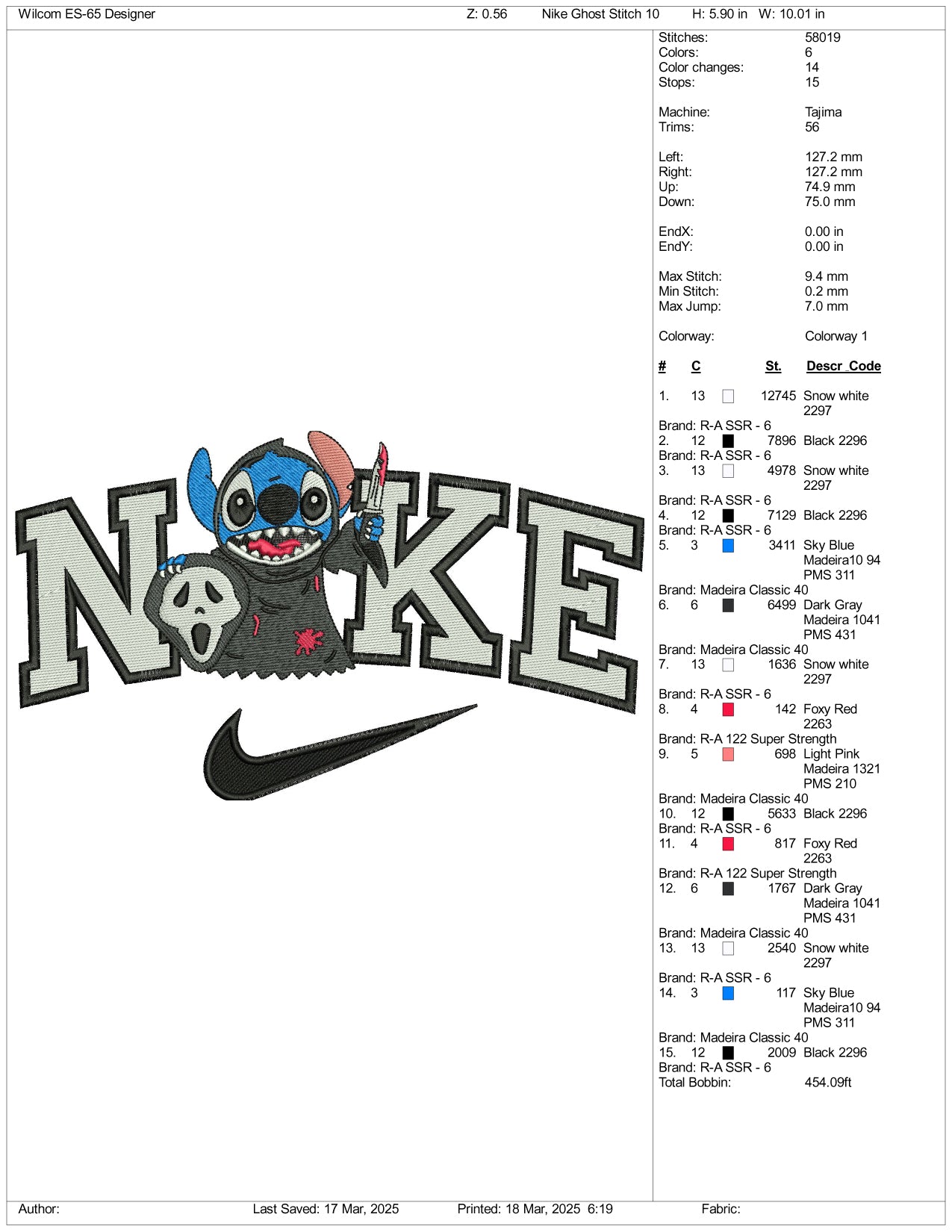 Nike Stitch Ghost v3 Embroidery Files - 3 Size's