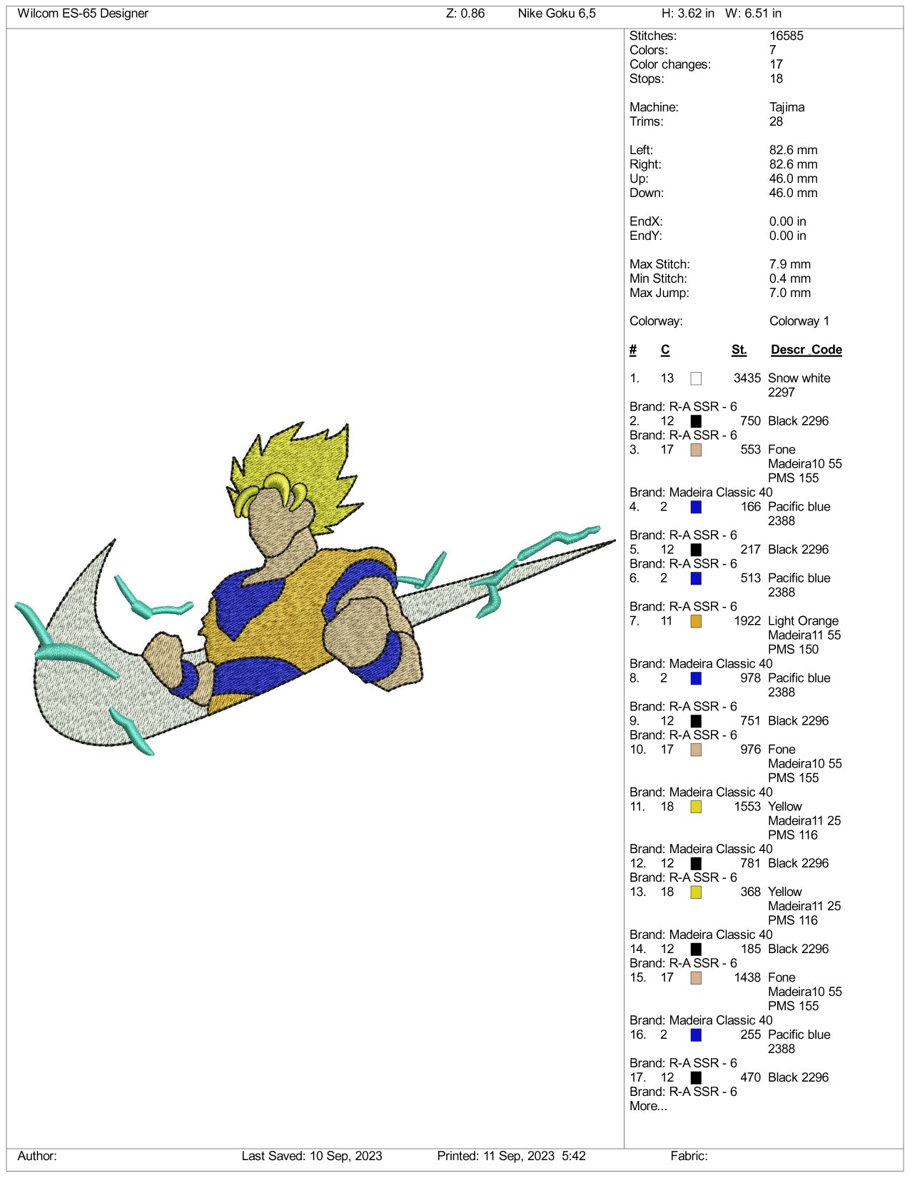 Nike Goku Embroidery Design Files - 3 Size's