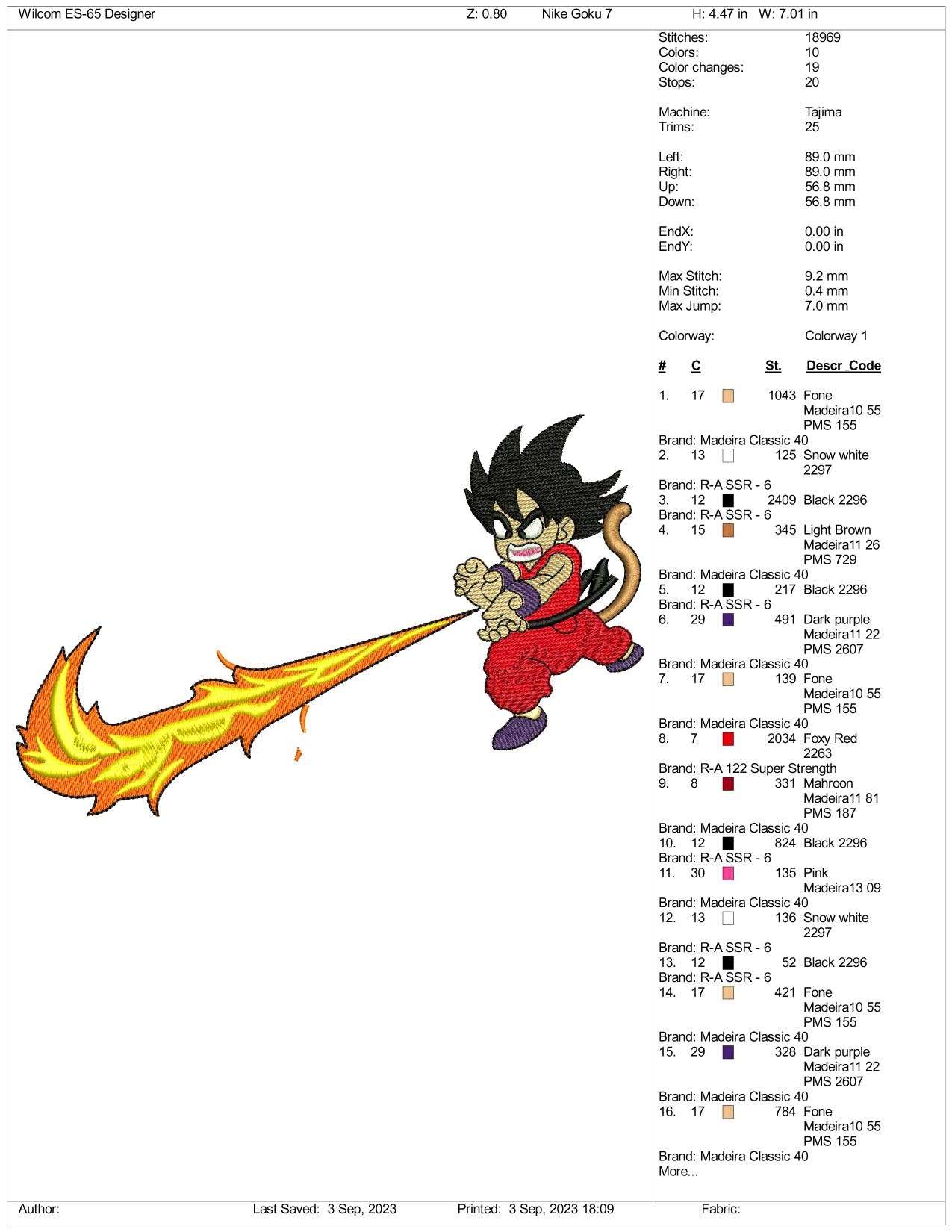 Nike Goku Embroidery Design Files - 3 Size's