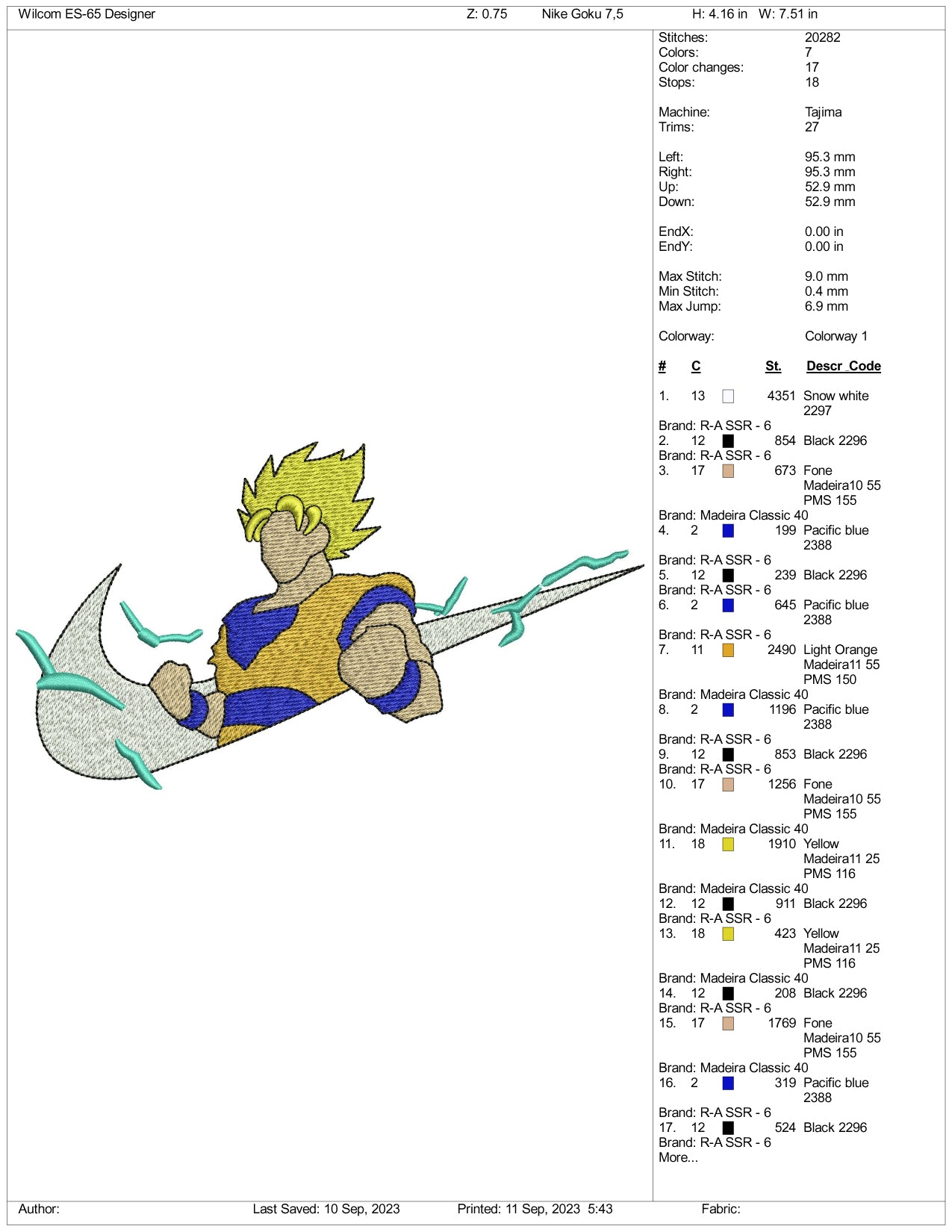 Nike Goku Embroidery Design Files - 3 Size's