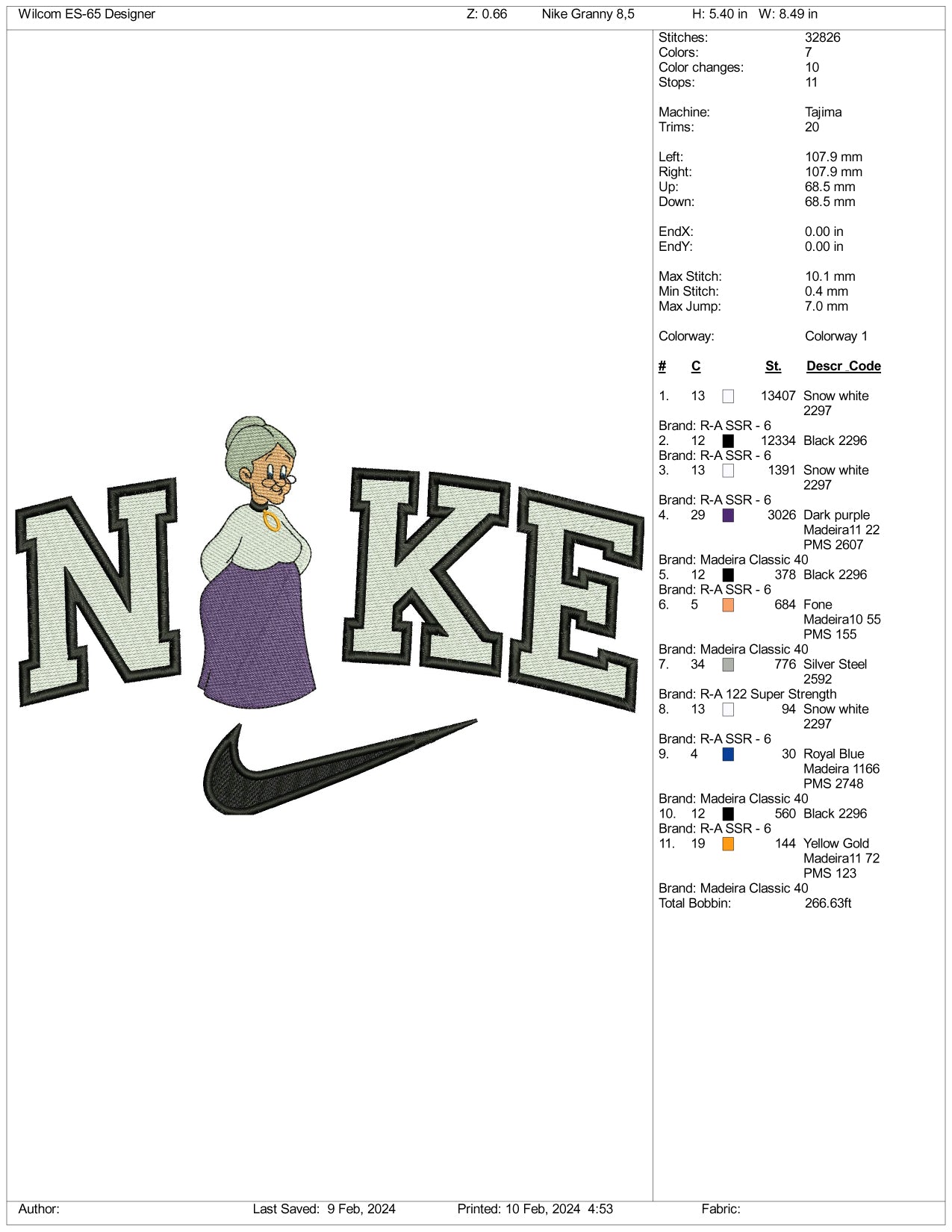 Archivos de diseño de bordado Nike Granny (3 tamaños)