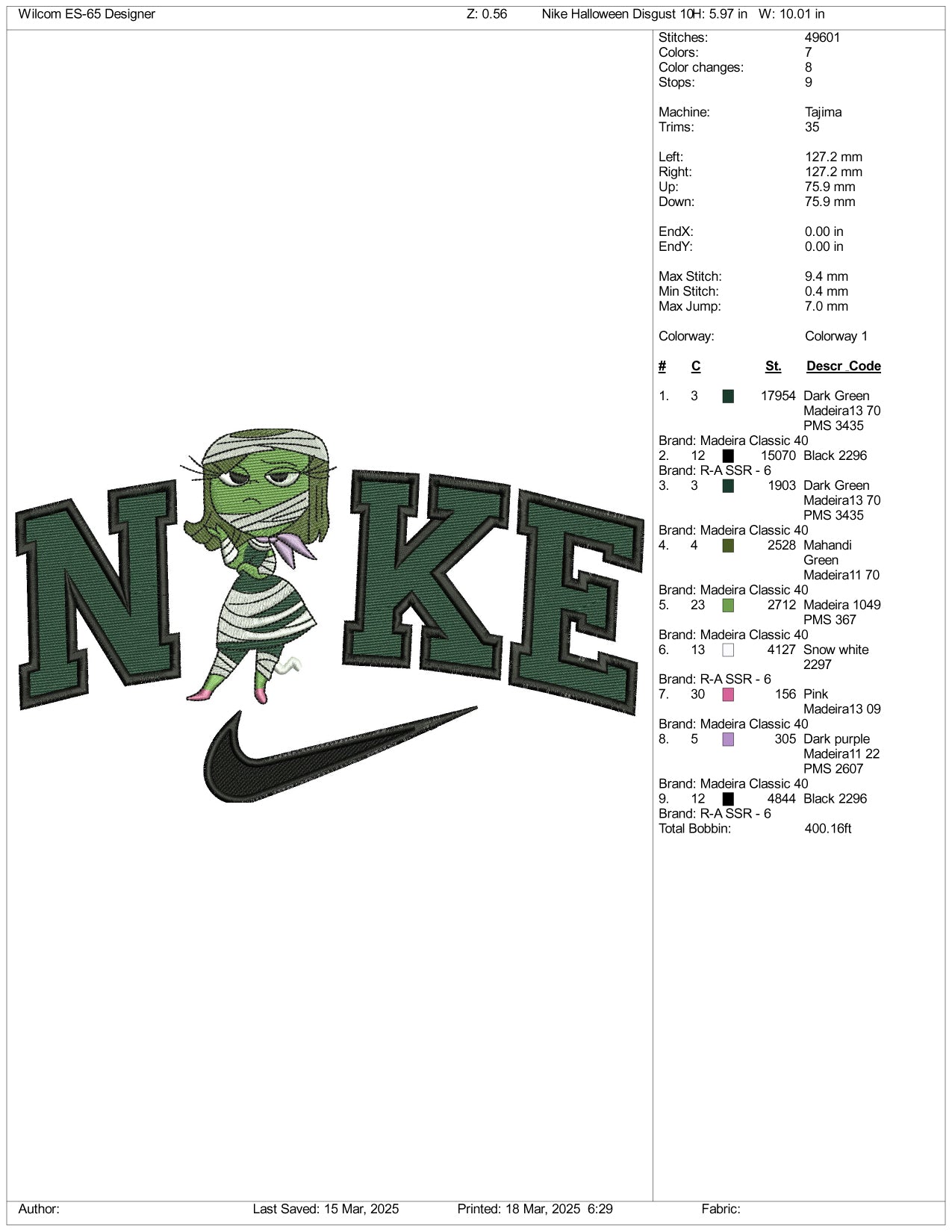 Nike Halloween Disgust Embroidery Files - 3 Size's