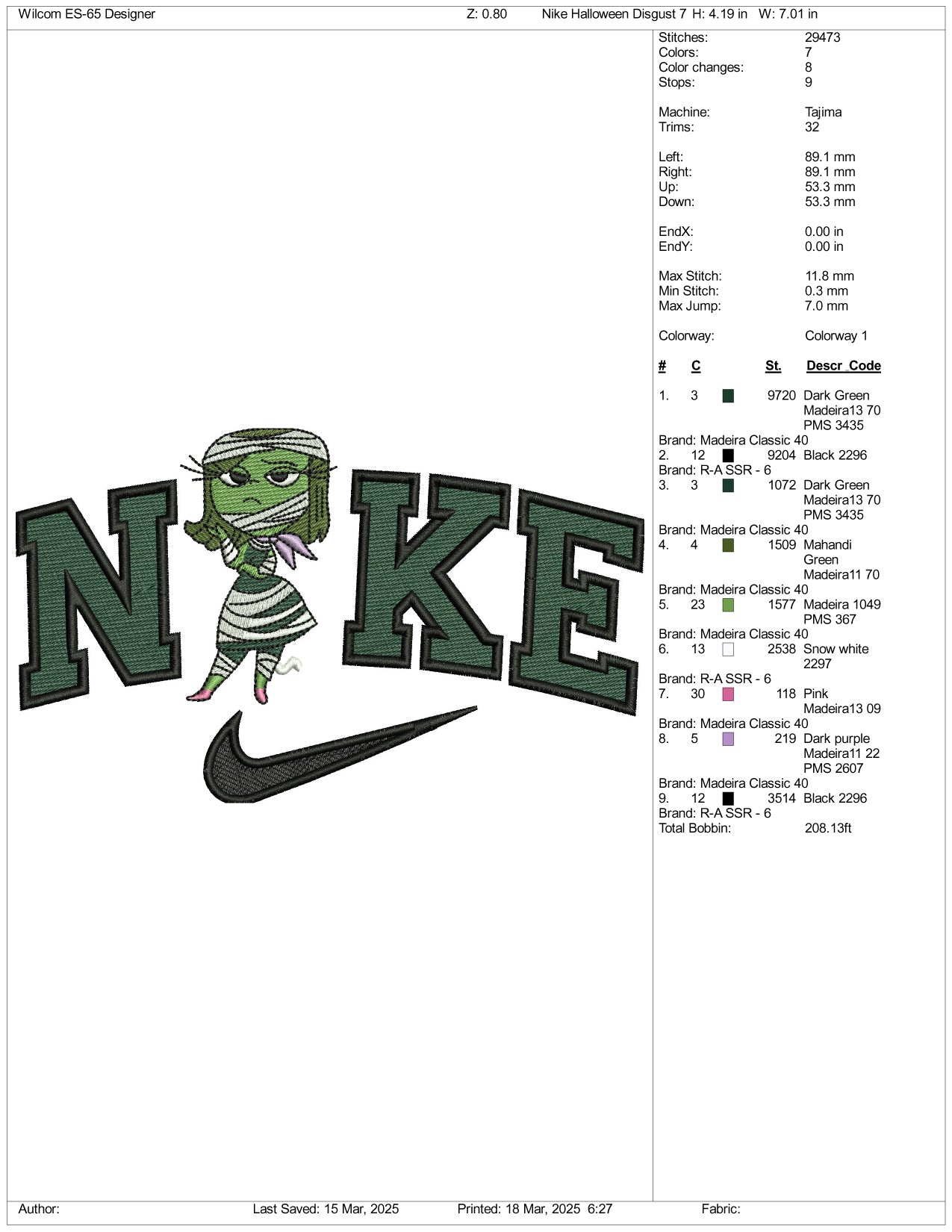 Nike Halloween Disgust Embroidery Files - 3 Size's