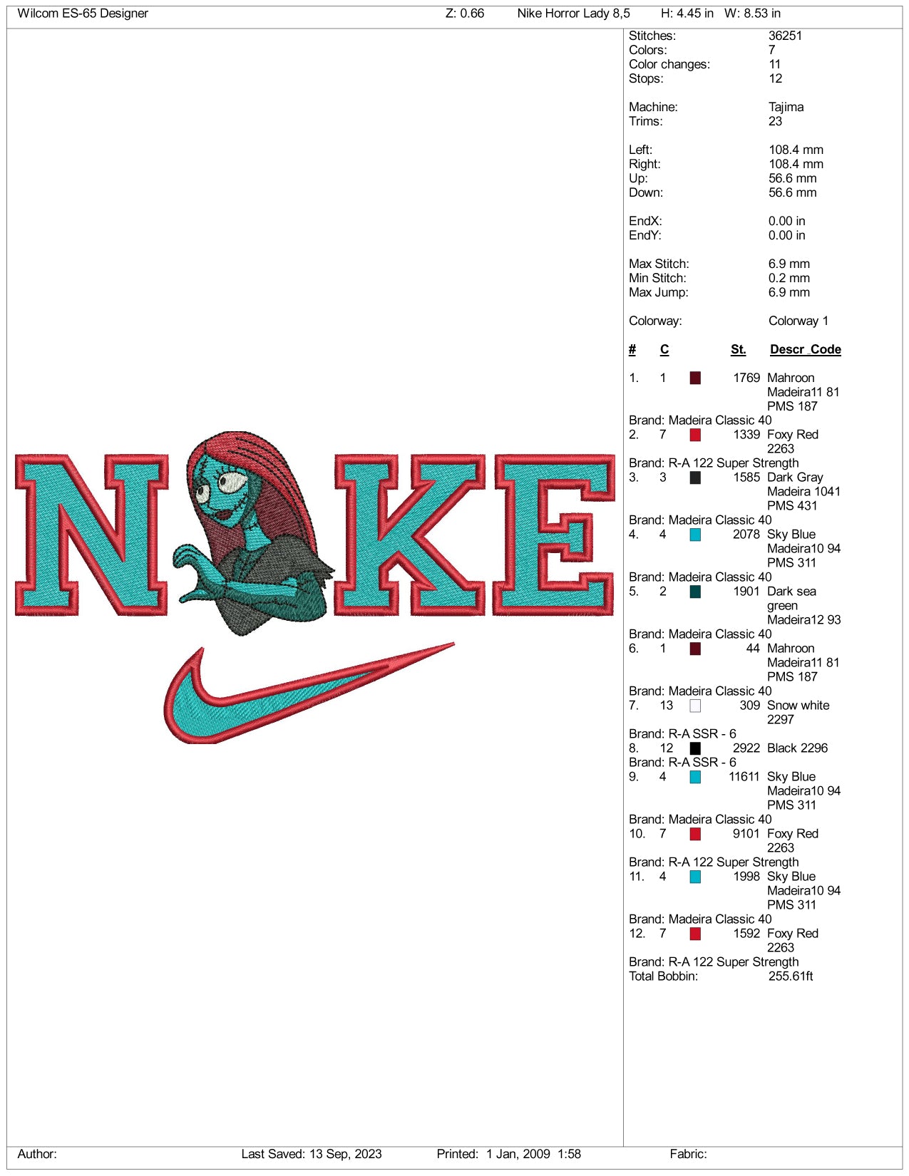 Archivos de diseño de bordado Nike Sally v2 (3 tamaños)