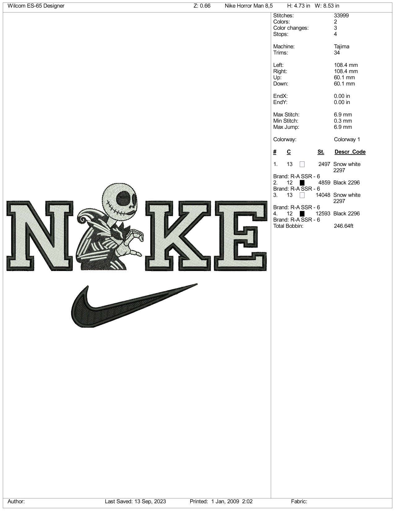Archivos de diseño de bordado de Nike Jack - 3 tamaños