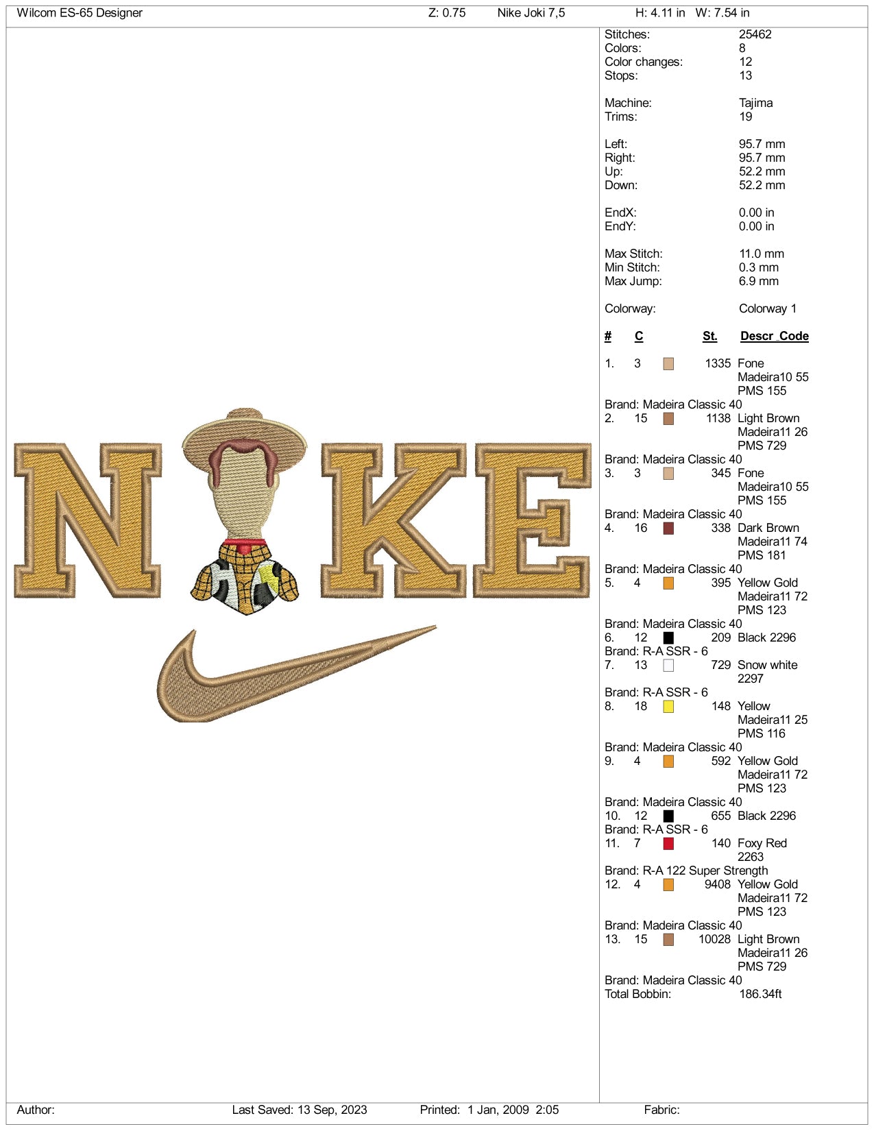 Archivos de diseño de bordado de Nike Woody (3 tamaños)
