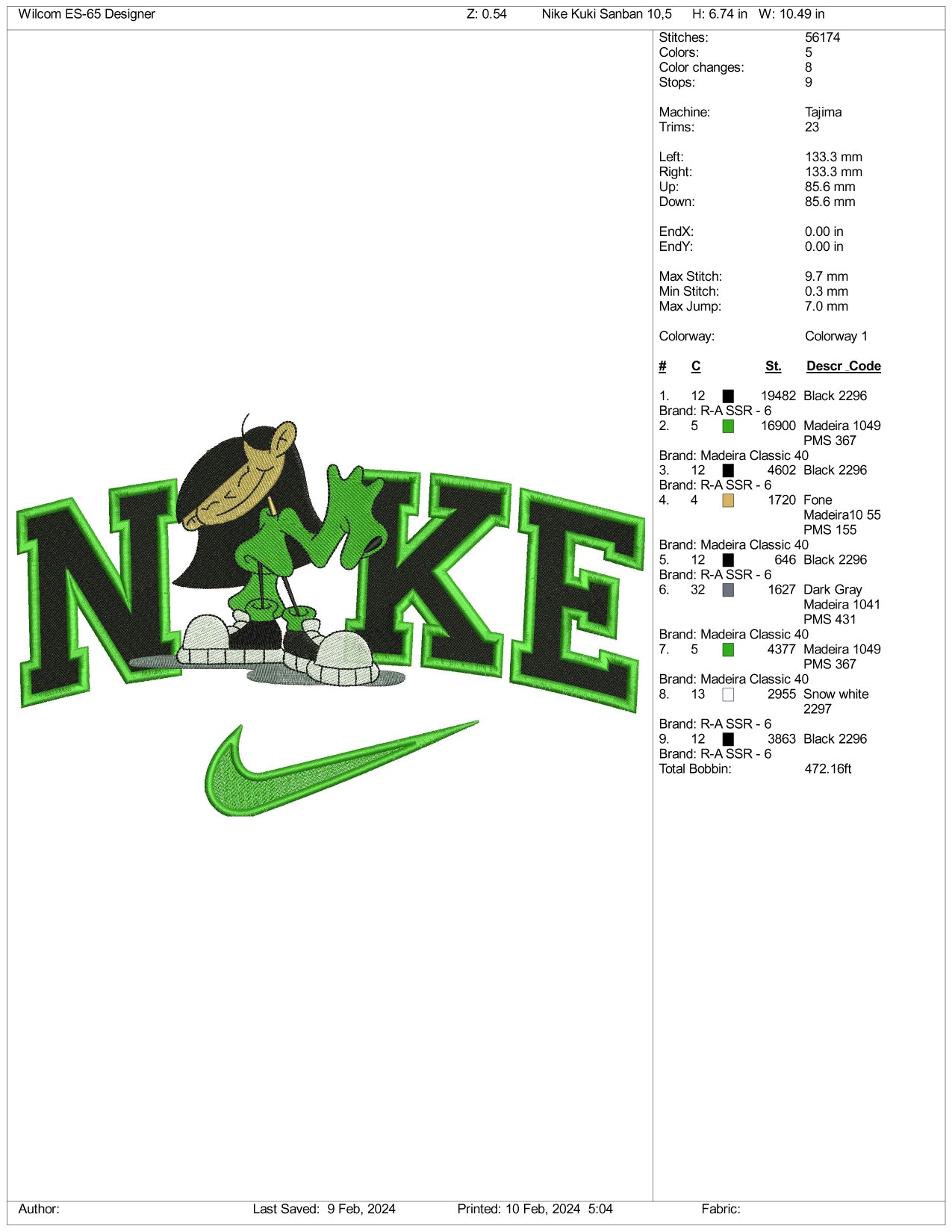 Archivos de diseño de bordado Nike Kids Next Door número 3 (3 tallas)