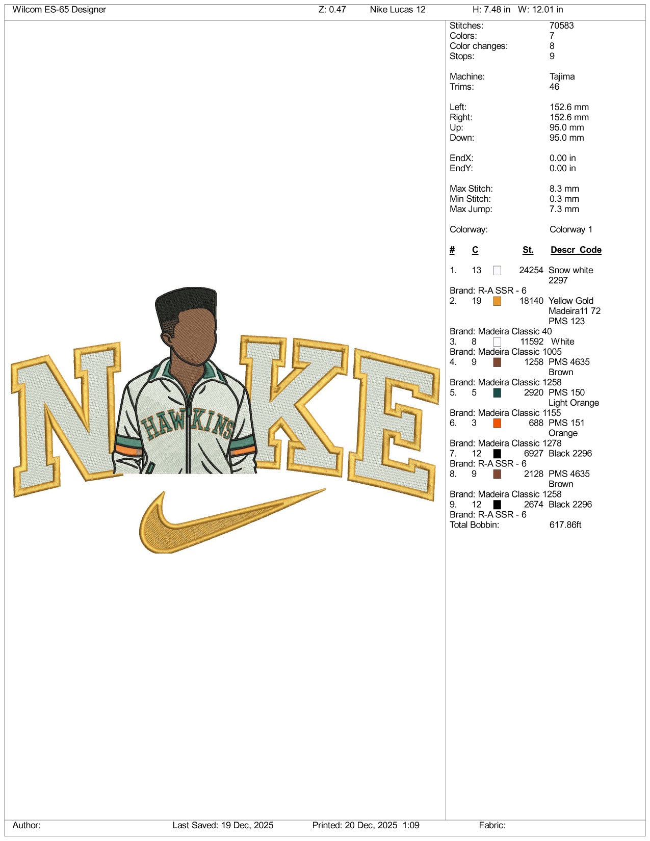 Nike Lucas Stranger Things Embroidery Design Files - 4 Size's