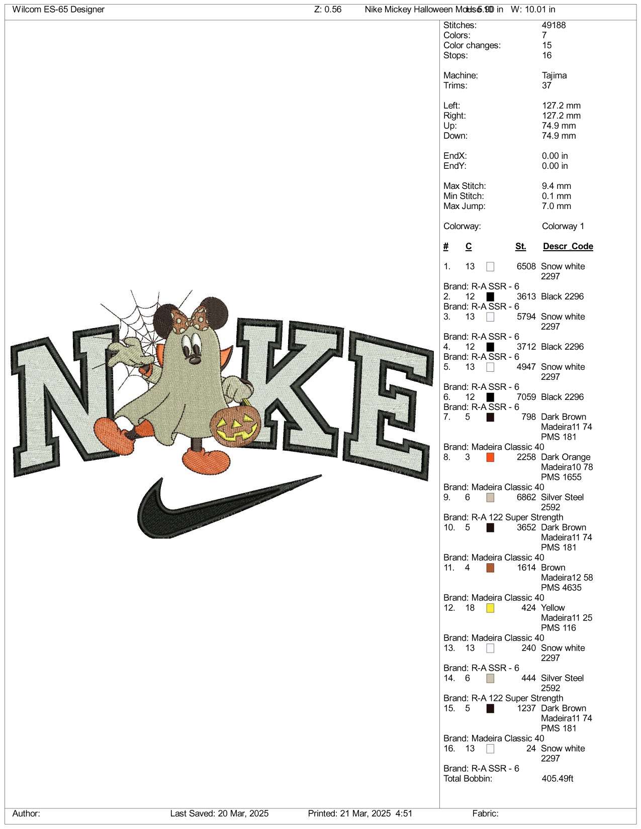 Nike Spooky Mickey Minnie Embroidery Files - 3 Size's