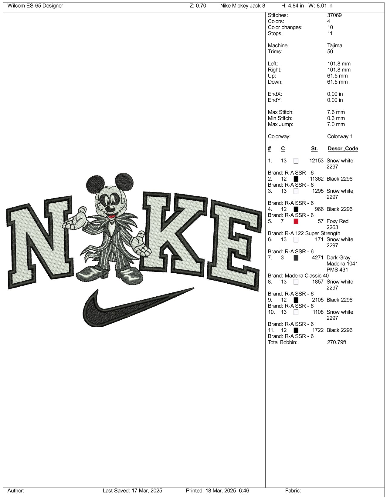 Nike Bingo Ghost Embroidery Files - 3 Size's