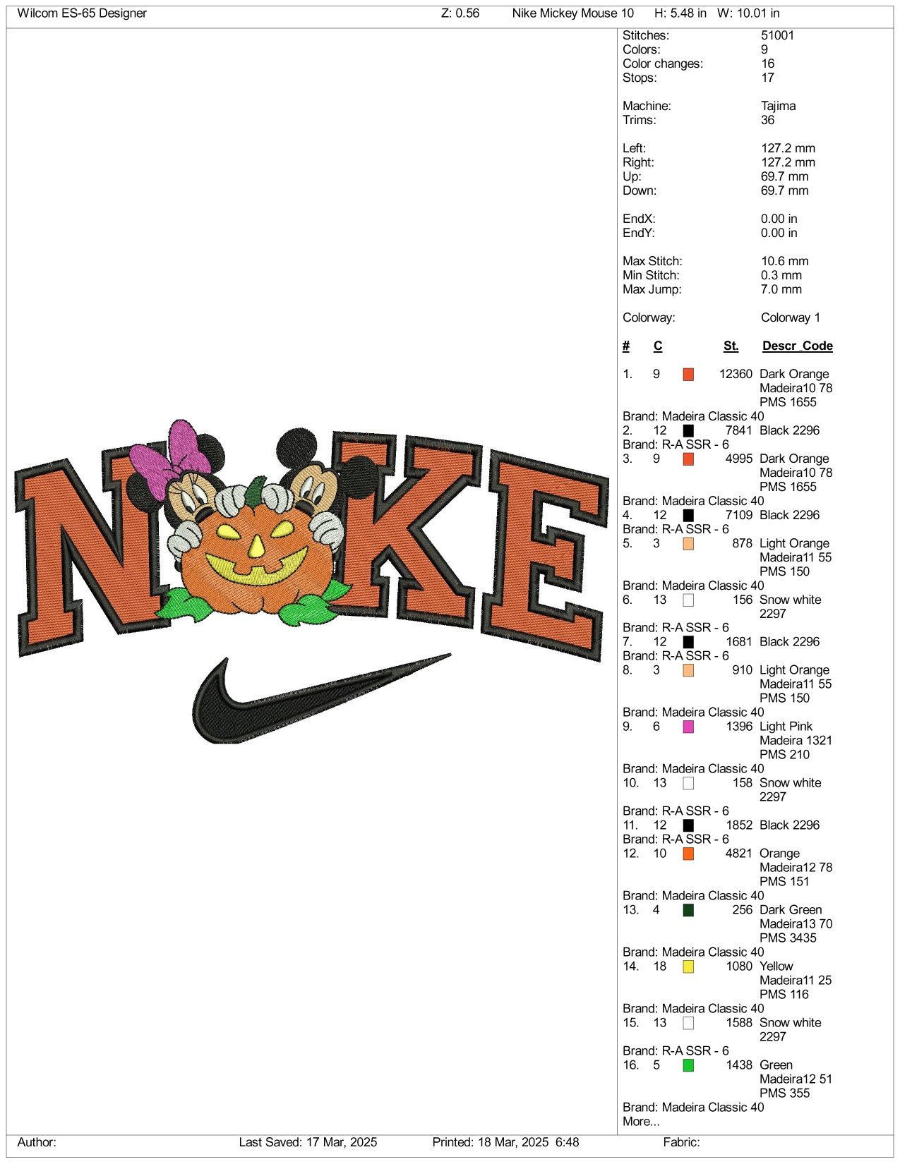 Archivos de bordado Nike de Mickey Mouse y Minnie Mouse (calabaza) - 3 tamaños