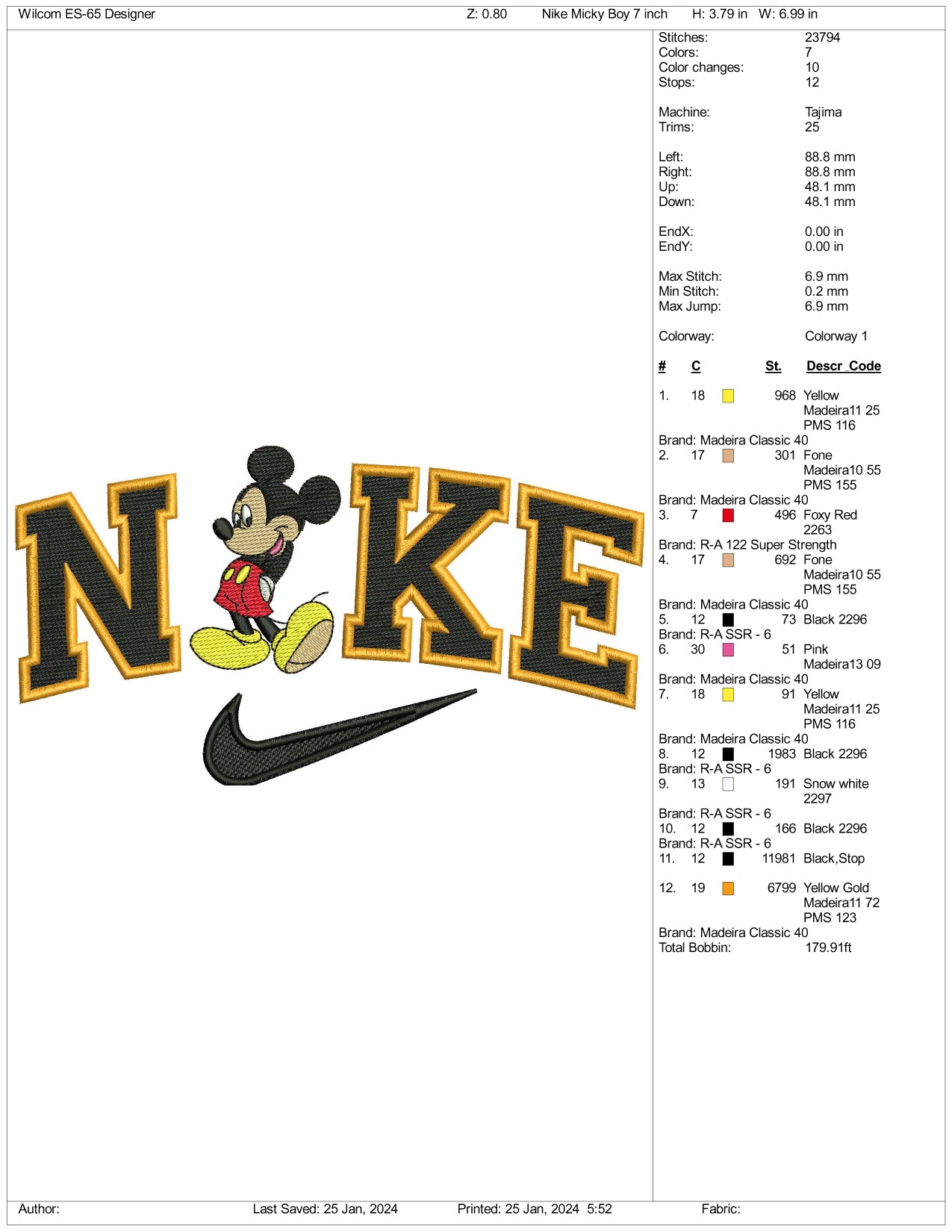 Archivos de diseño de bordado Nike Mickey Mouse v2 (3 tamaños)