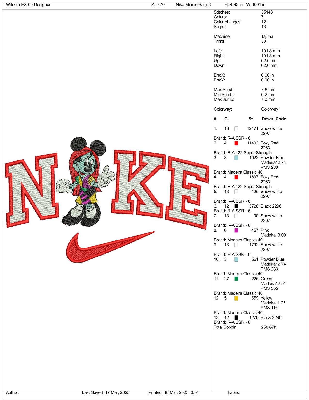 Nike Minnie Mouse Cosplay Silly Embroidery Files - 3 Size's