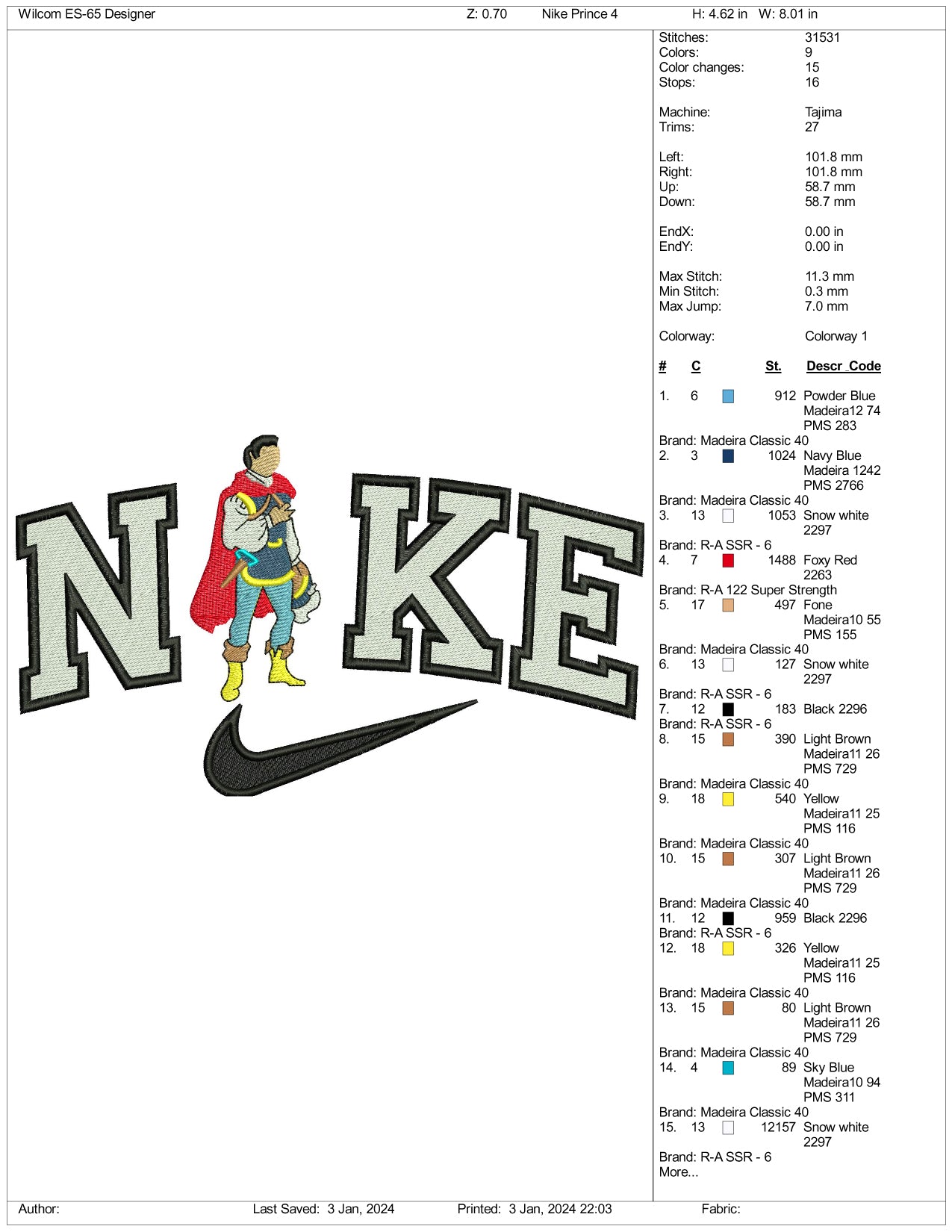 Archivos de diseño de bordado completo de Nike Prince Florian (3 tamaños)