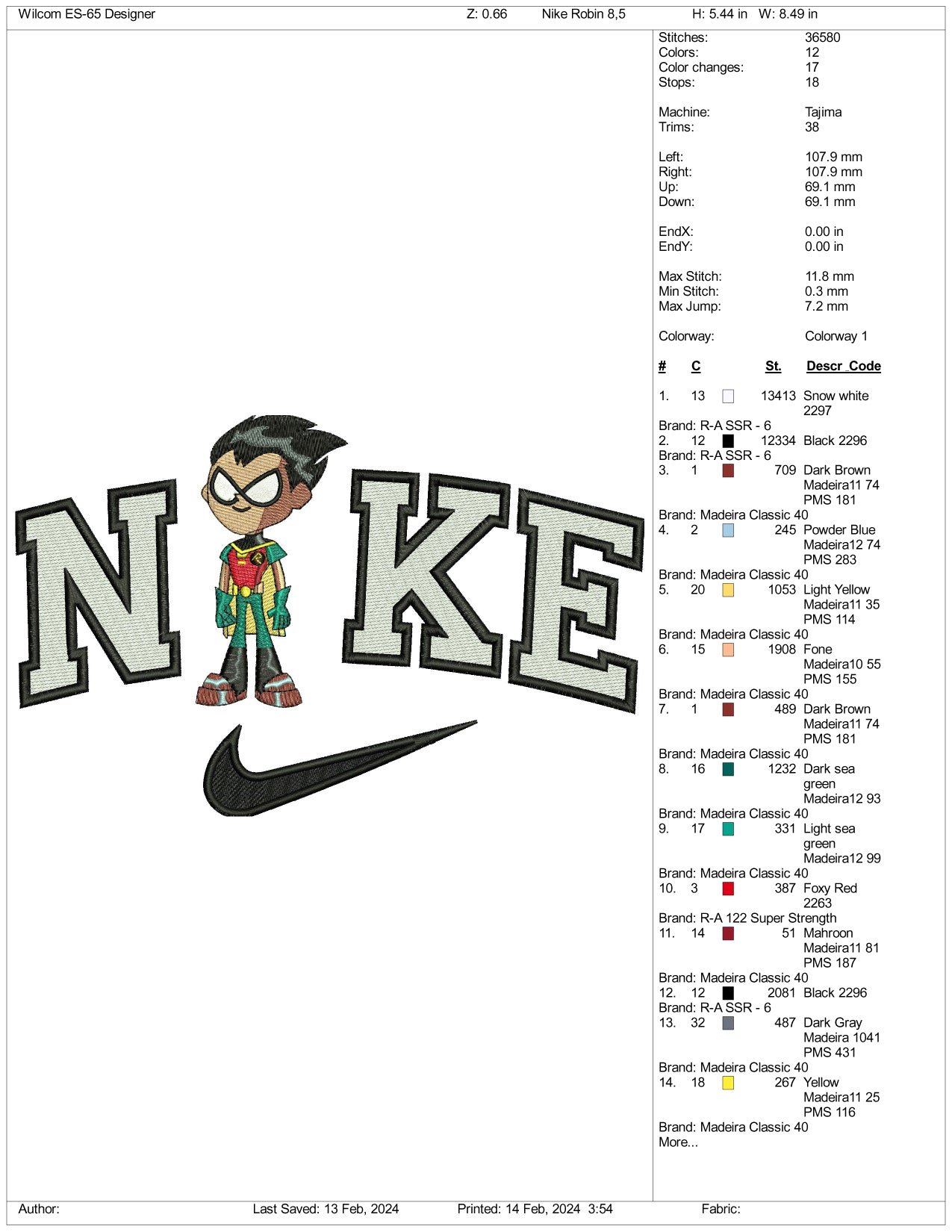 Archivos de diseño de bordado Nike Robin (3 tamaños)