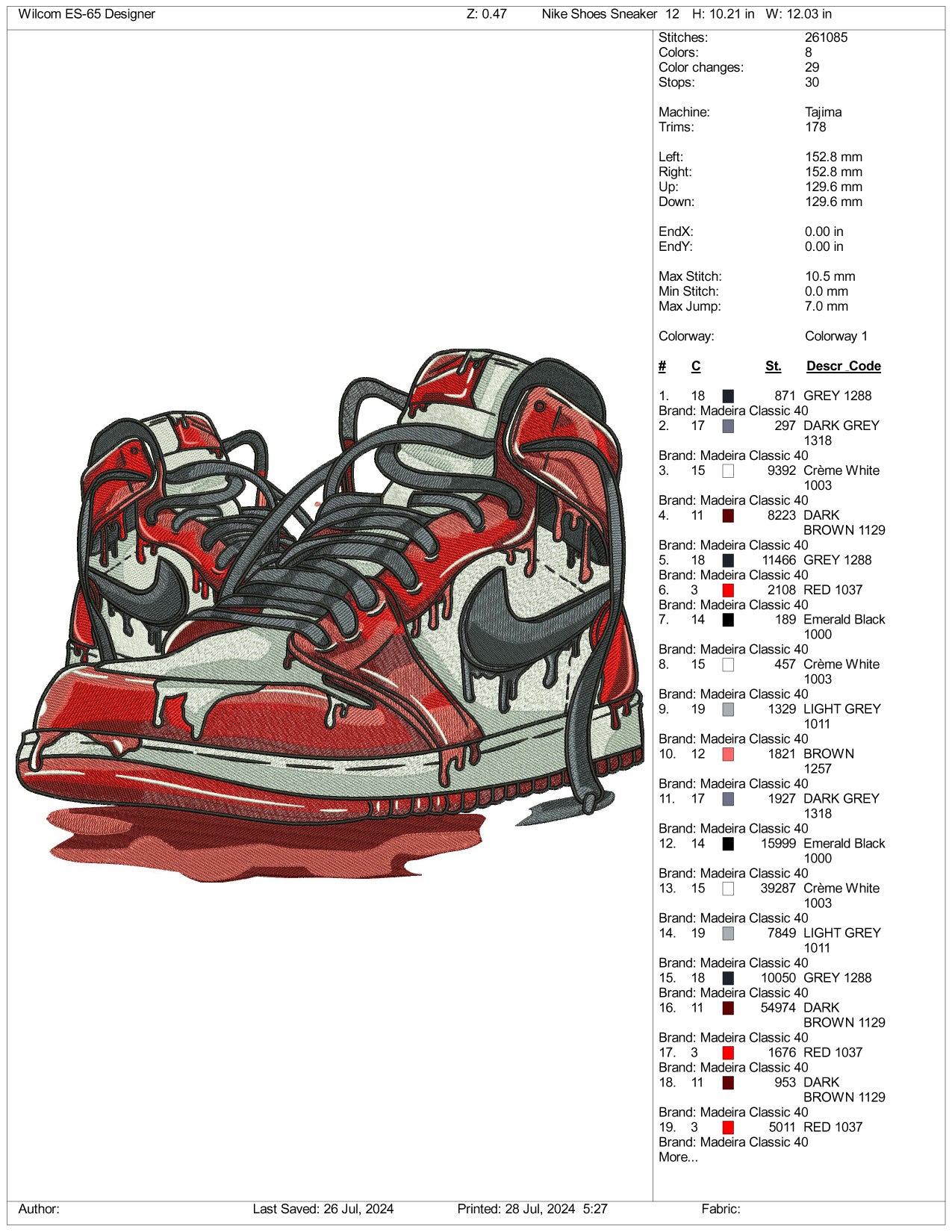 Nike Jordan Shoes Embroidery Files - 3 Size's