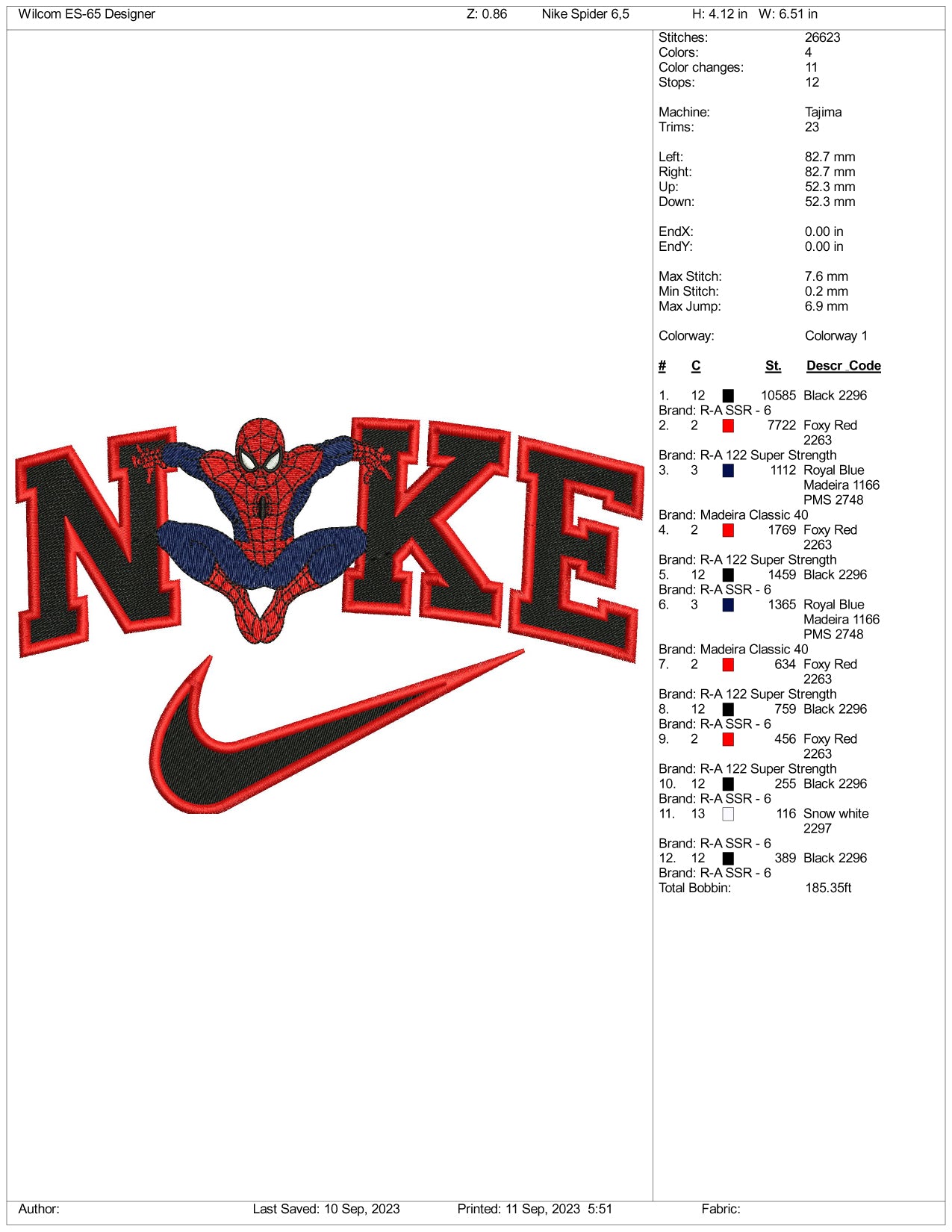 Archivos de diseño de bordado Nike Spider Man v4 (3 tamaños)