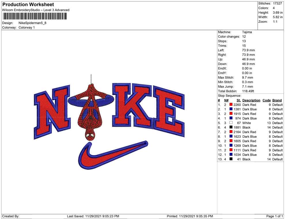 Nike Spider Man v7 Embroidery Design Files - 4 Size's