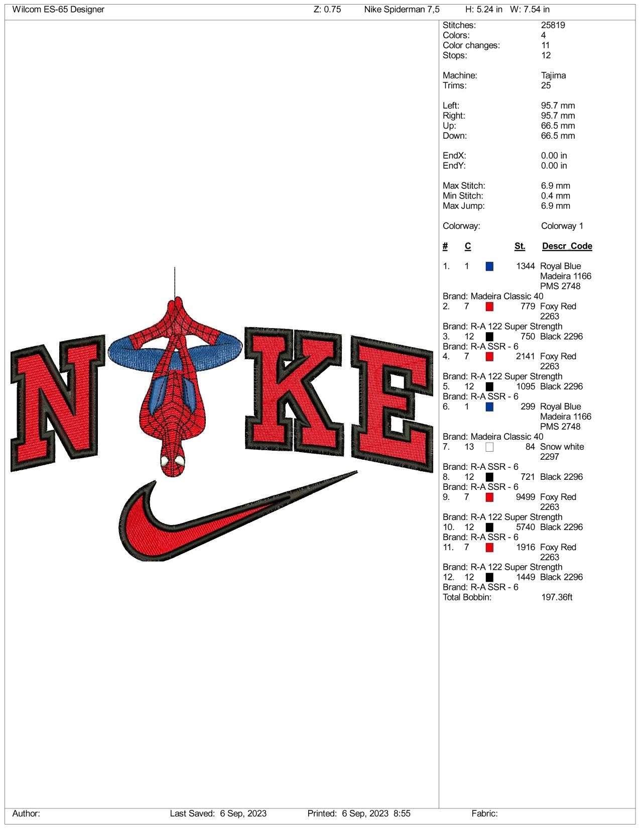 Nike Spiderman v2 Embroidery Design Files - 6 Size's
