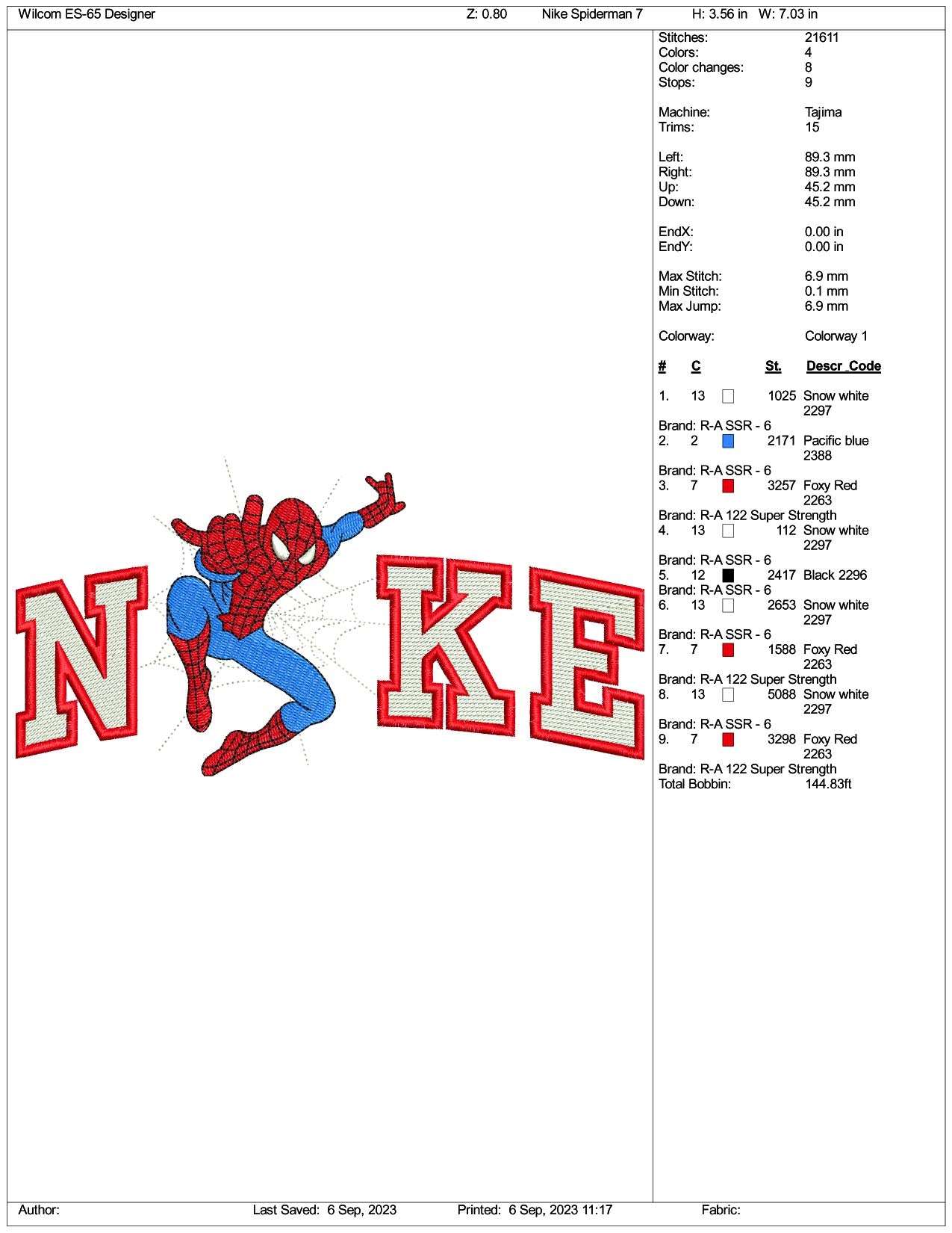 Nike Spiderman v3 Embroidery Design Files - 3 Size's