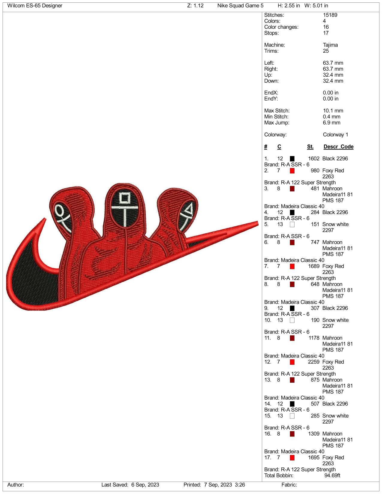 Nike Squid Game Embroidery Design Files - 4 Size's
