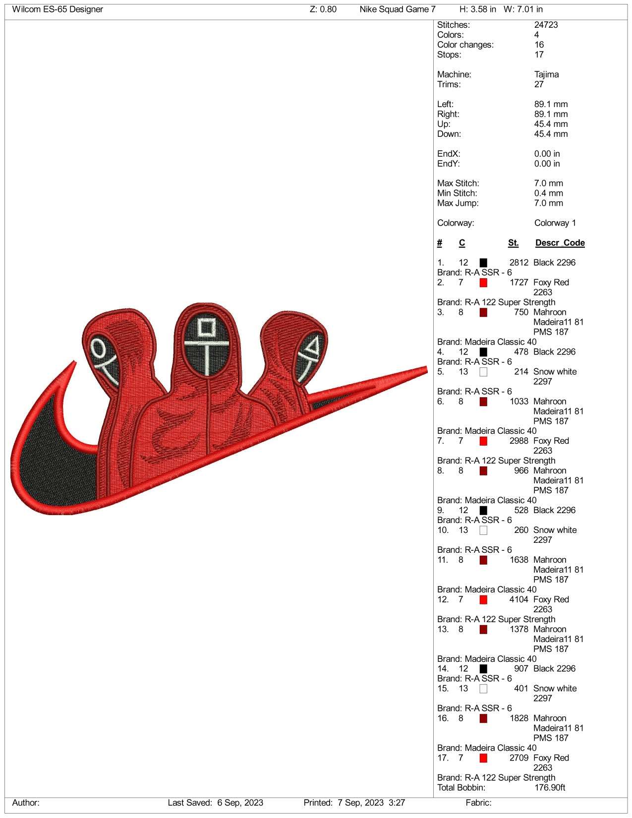 Nike Squid Game Embroidery Design Files - 4 Size's