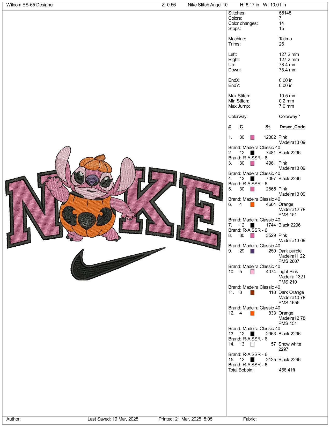 Nike Angel In The Pumpkin v2 Embroidery Files - 3 Size's