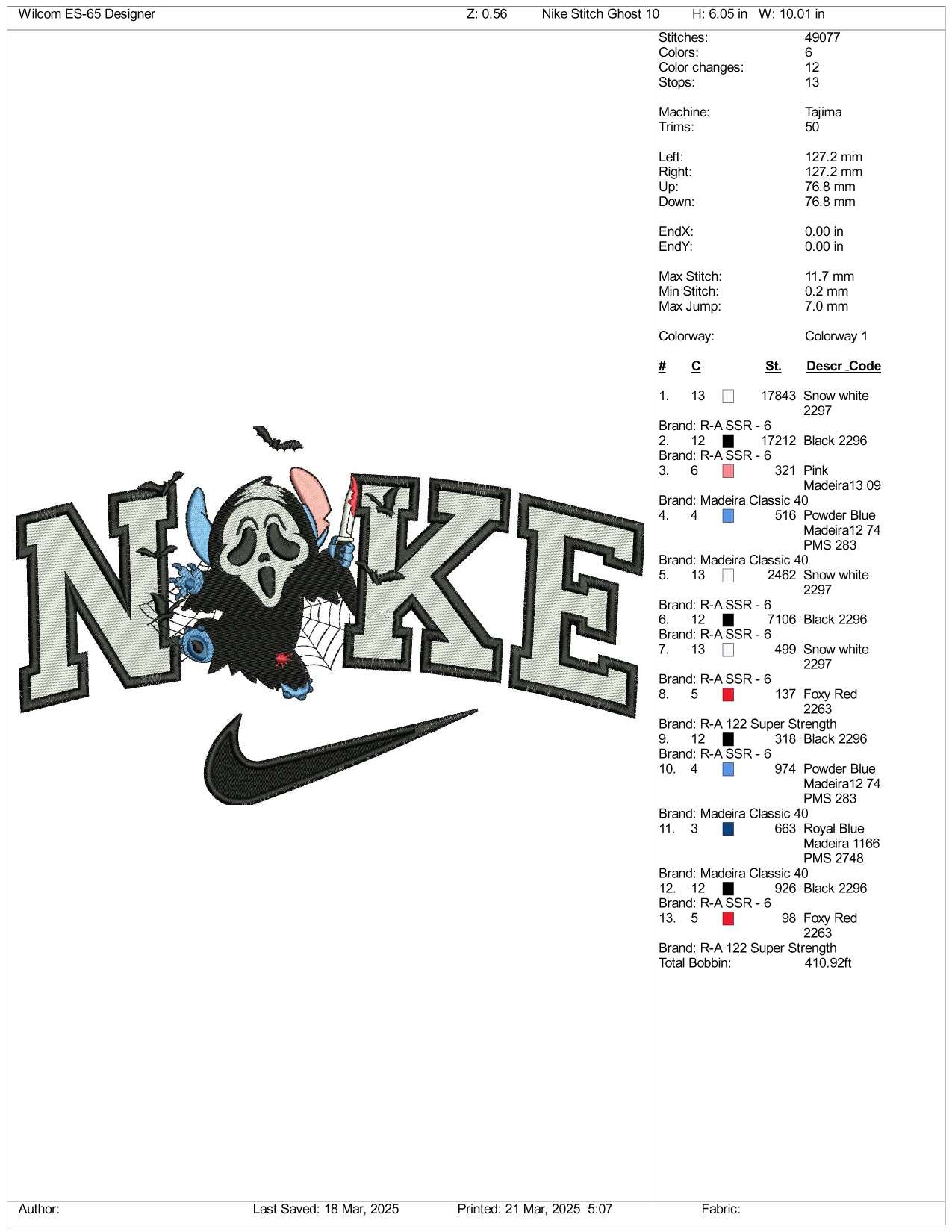 Nike Stitch Ghost v4 Embroidery Files - 3 Size's