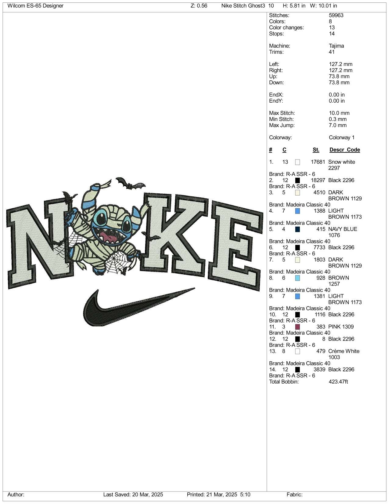 Nike Stitch Ghost v6 Embroidery Files - 3 Size's