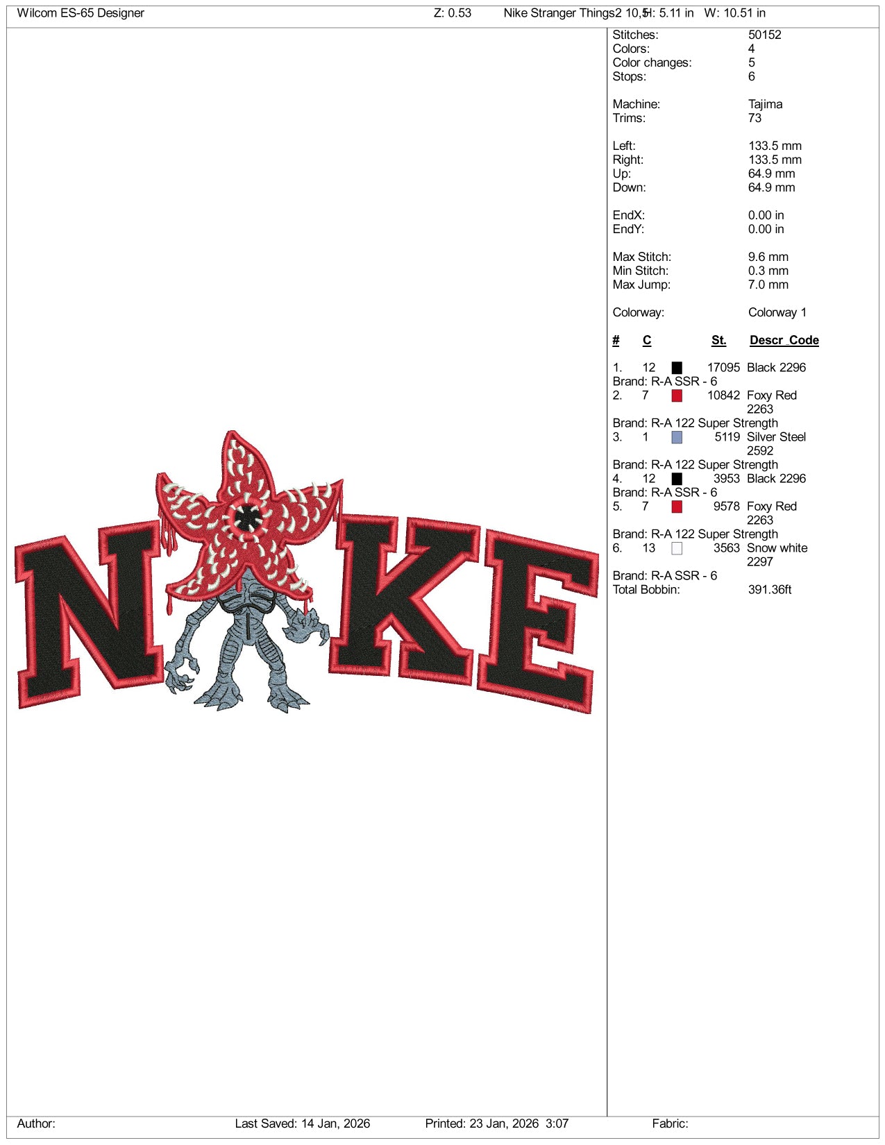 Nike Demogorgon Embroidery Design Files - 4 Size's