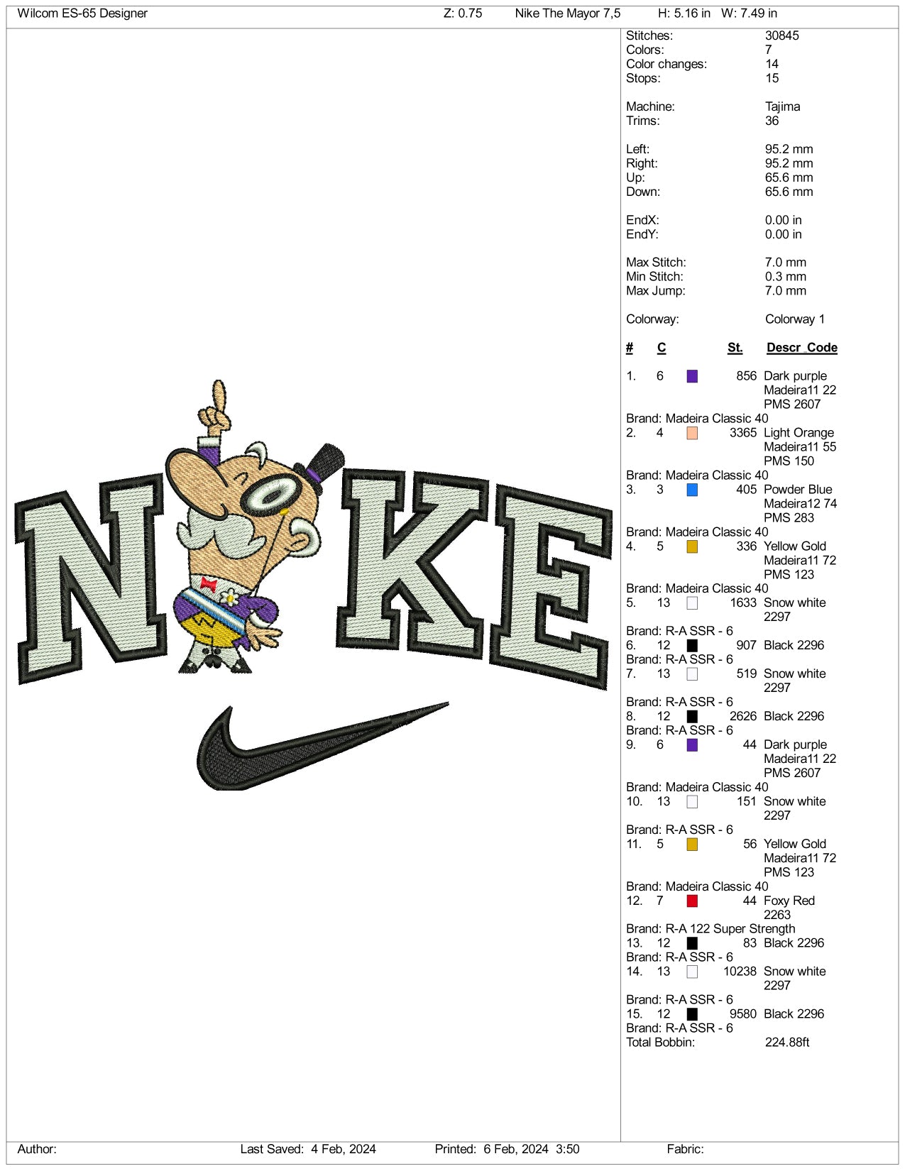 Archivos de diseño de bordado Nike del alcalde de Townsville (3 tamaños)