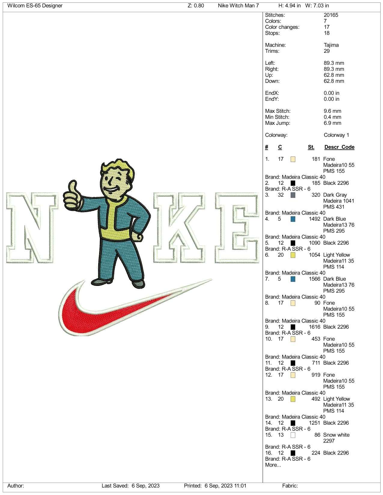 Nike Fall Out Boy Embroidery Design Files - 3 Size's