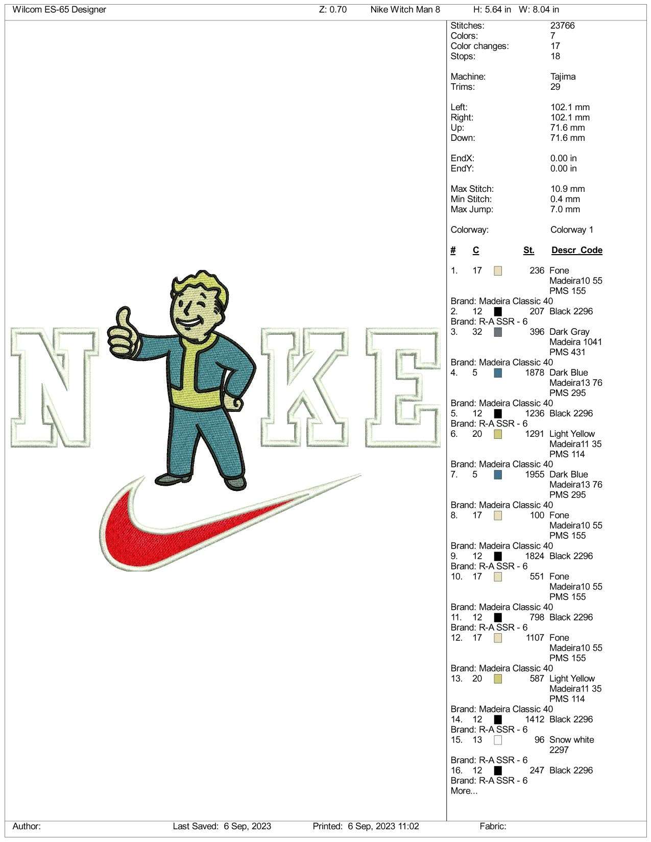 Nike Fall Out Boy Embroidery Design Files - 3 Size's