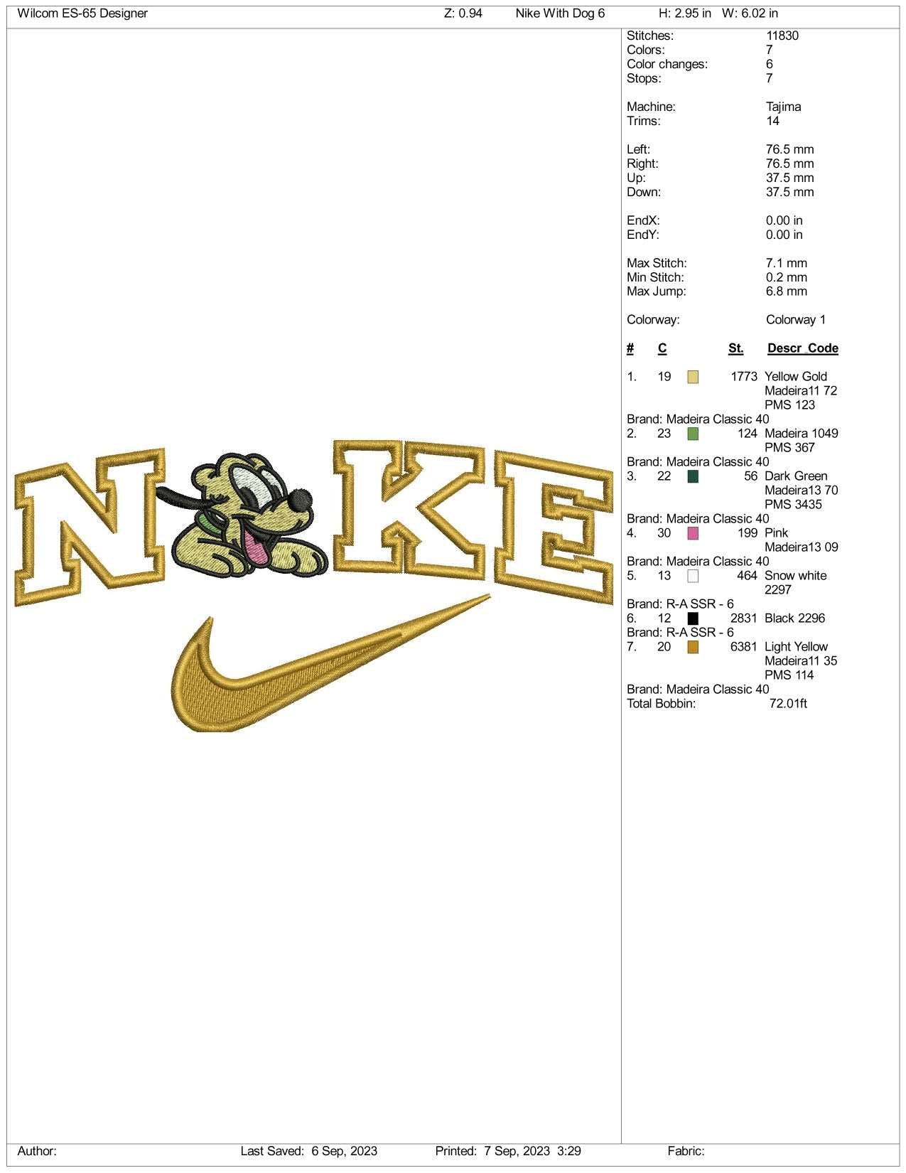 Nike Pluto Embroidery Design Files - 3 Size's