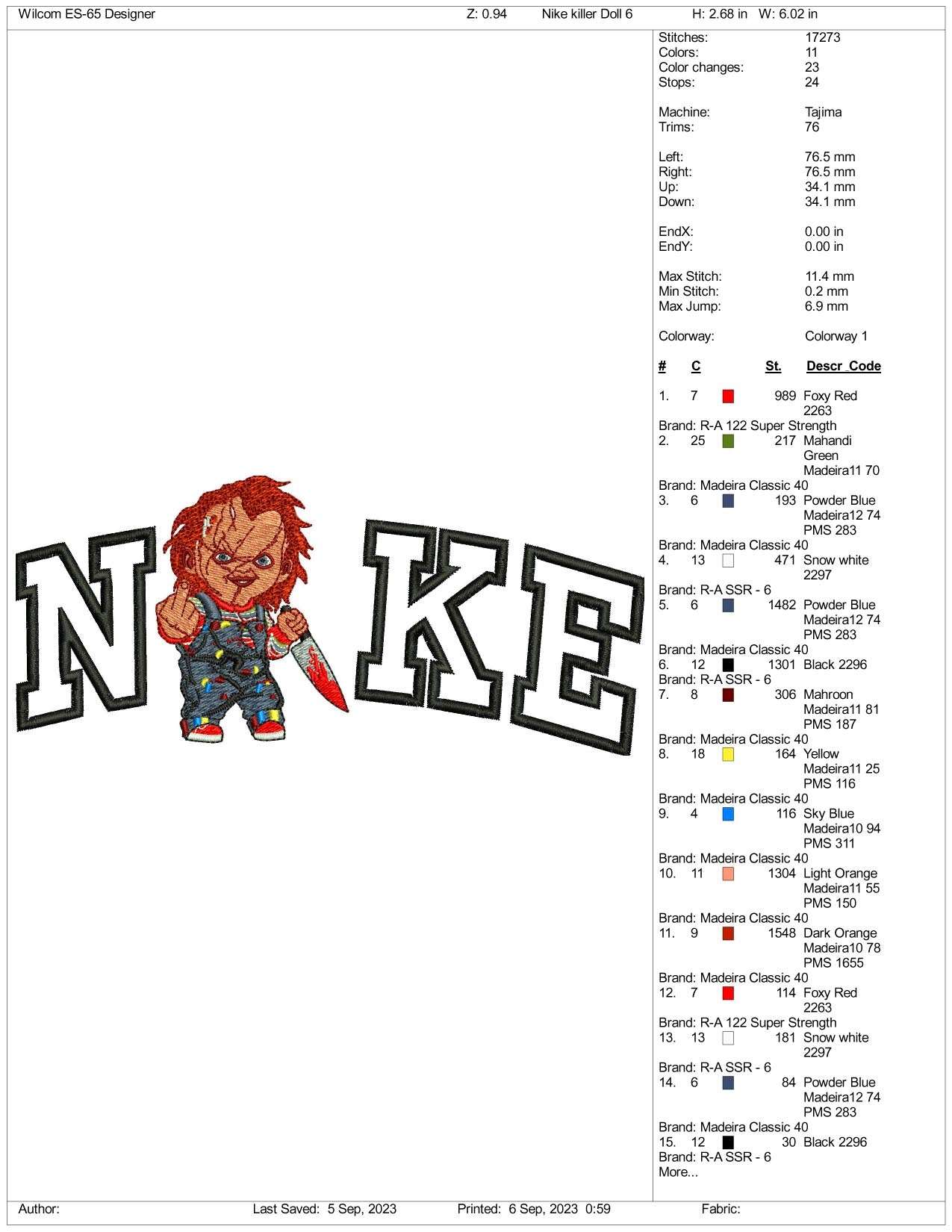 Nike Chuky Embroidery Design Files - 3 Size's