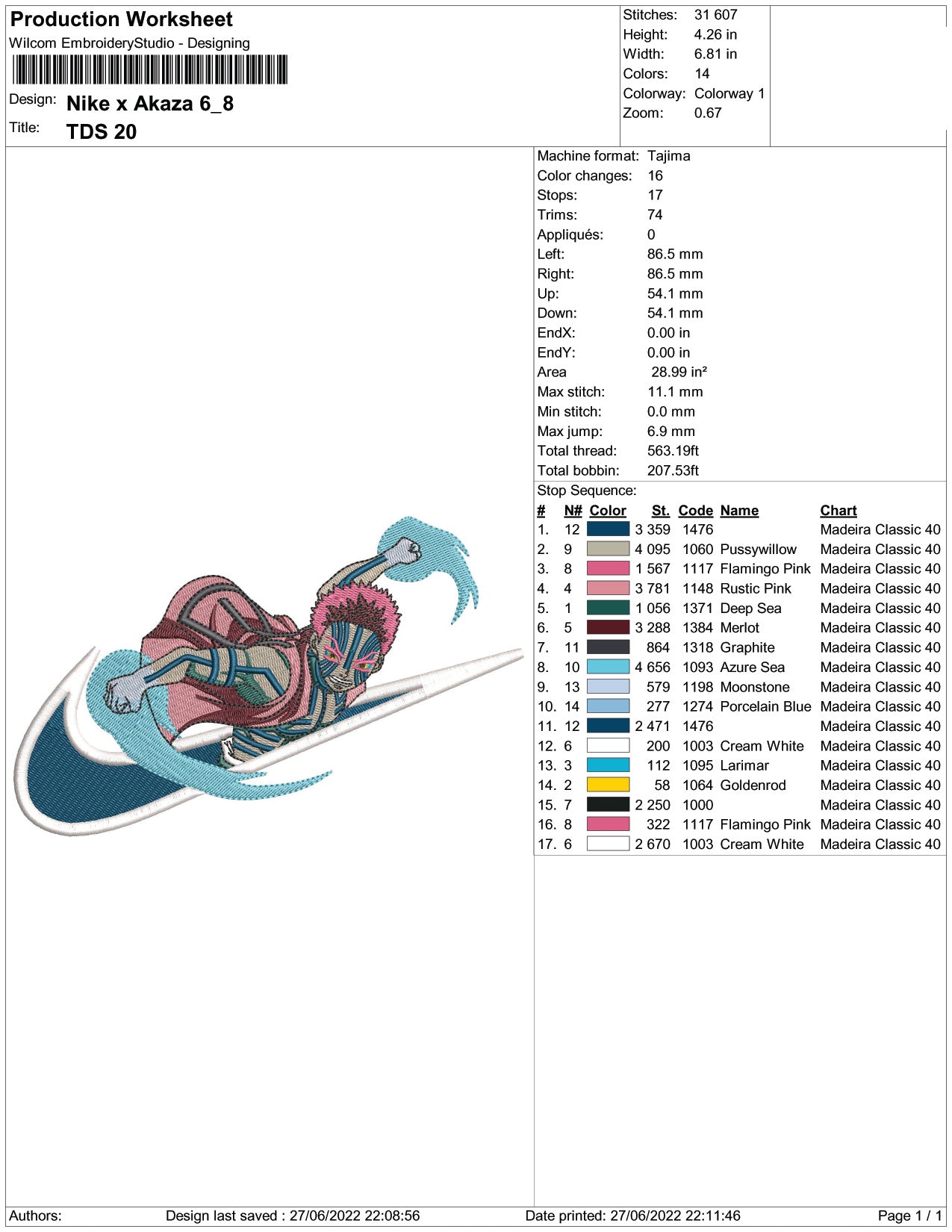 Akaza Swoosh v2 Embroidery Design Files - 4 Size's