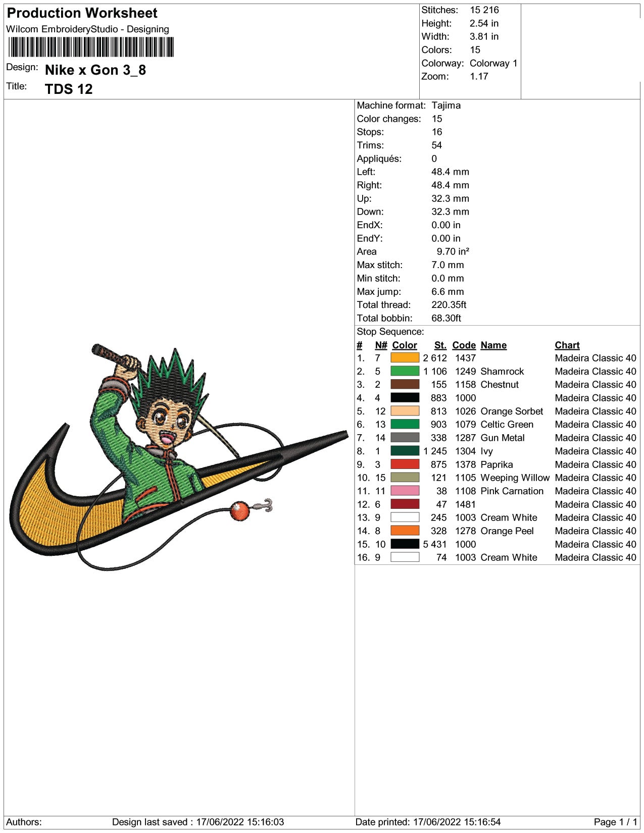 Gon Freecss Swoosh v5 Embroidery Design Files - 3 Size's