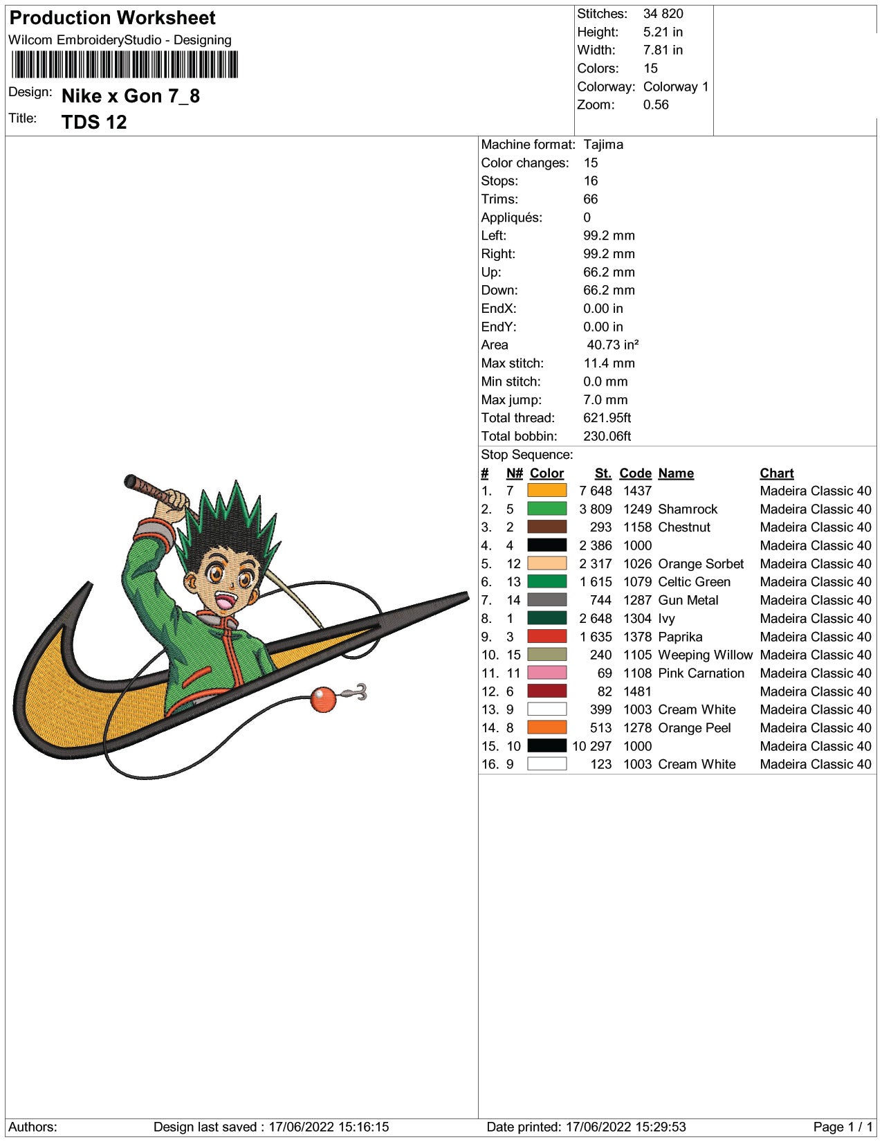 Gon Freecss Swoosh v5 Embroidery Design Files - 3 Size's