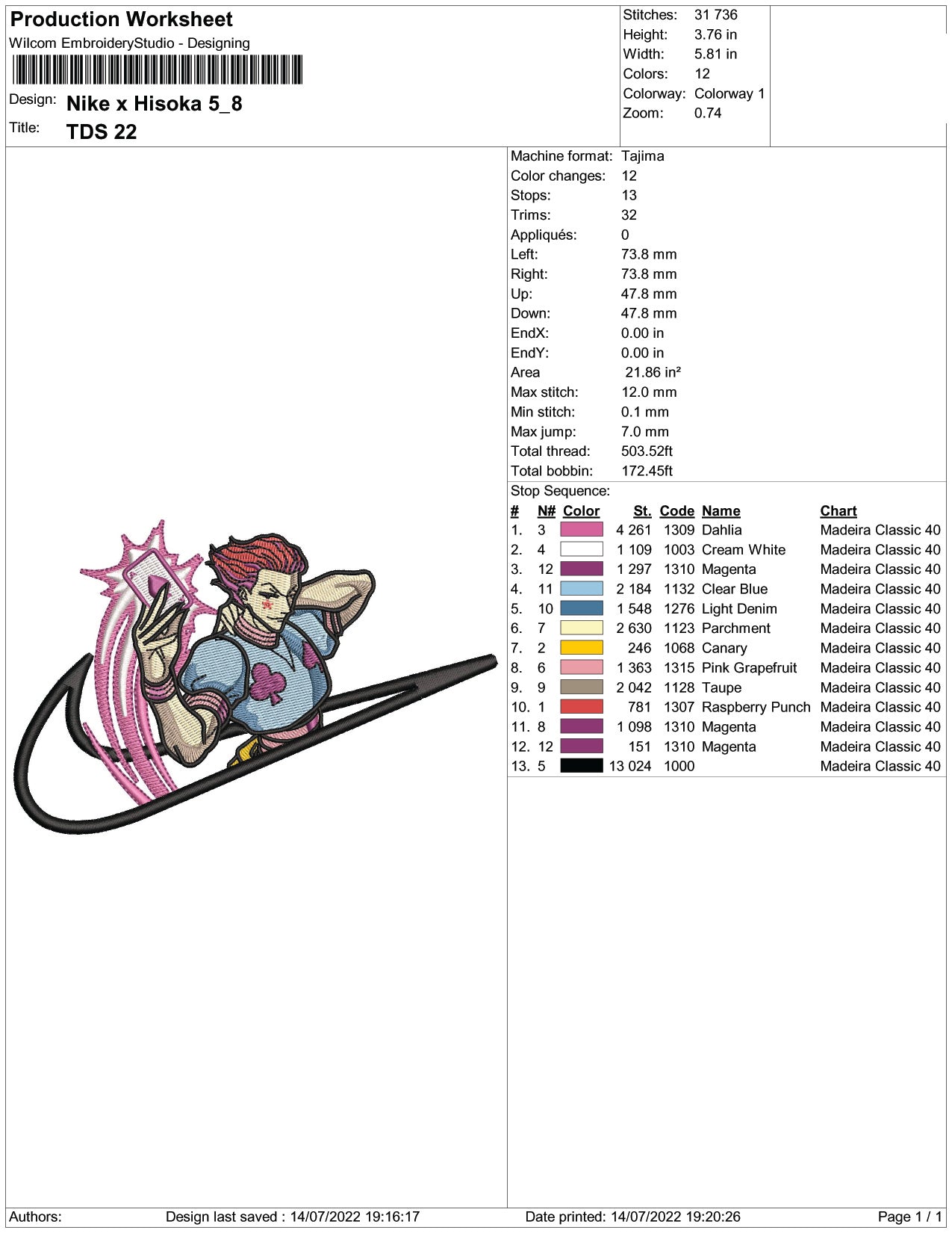 Hisoka Swoosh v2 Embroidery Design Files - 5 Size's