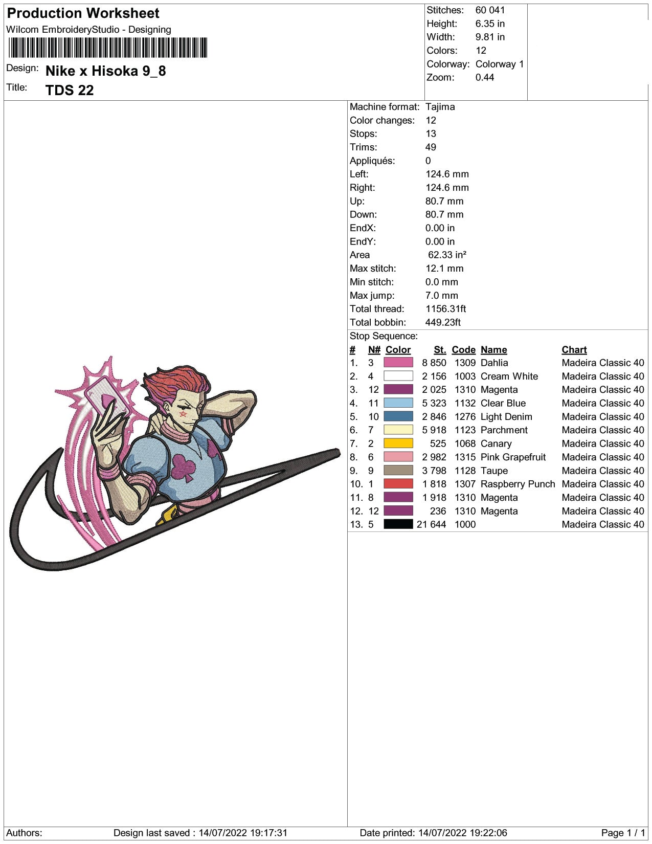 Hisoka Swoosh v2 Embroidery Design Files - 5 Size's