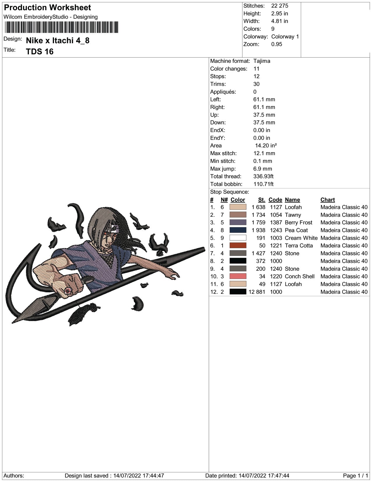 Itachi Uchiha Swoosh v8 Embroidery Design Files - 4 Size"s
