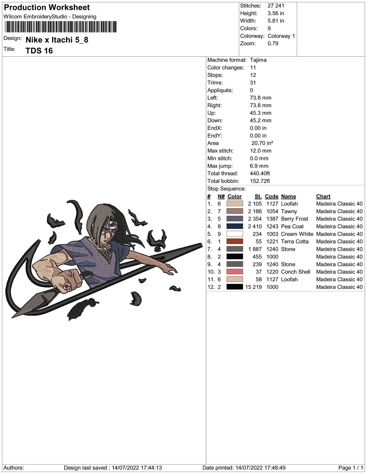 Itachi Uchiha Swoosh v8 Embroidery Design Files - 4 Size"s