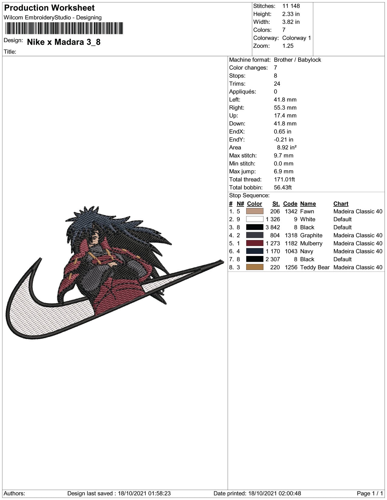 Madara Uchiha Swoosh v5 Embroidery Design Files - 5 Size's