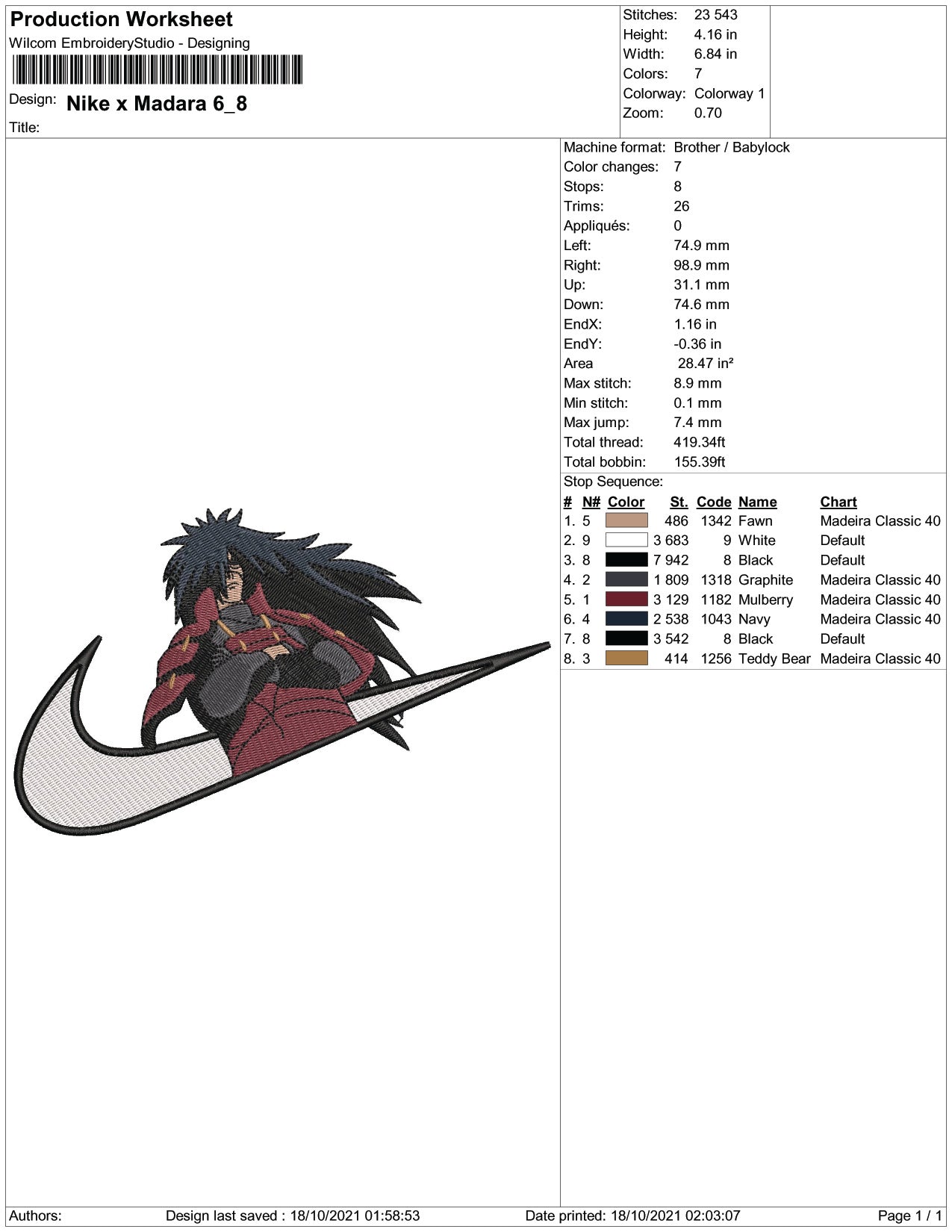Madara Uchiha Swoosh v5 Embroidery Design Files - 5 Size's
