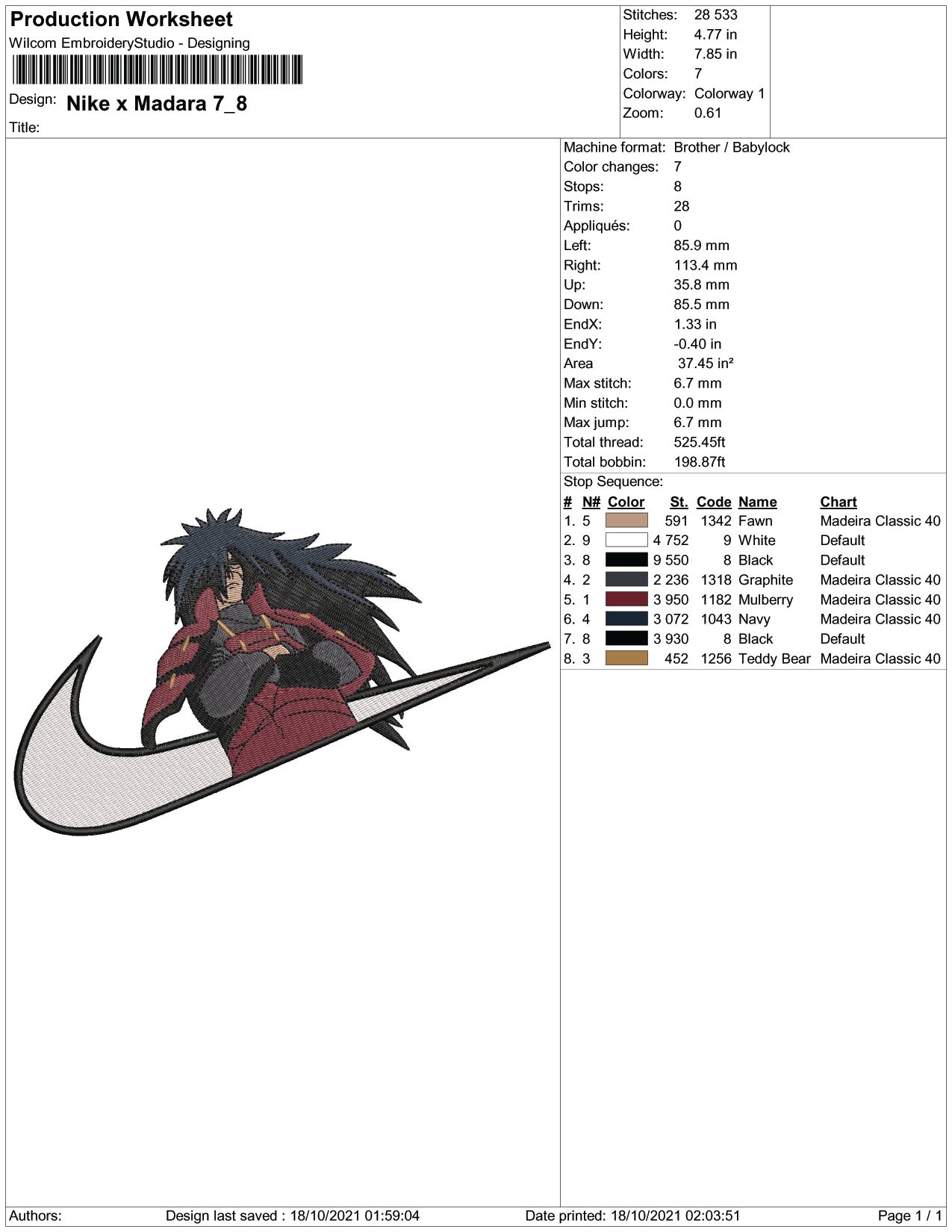 Madara Uchiha Swoosh v5 Embroidery Design Files - 5 Size's