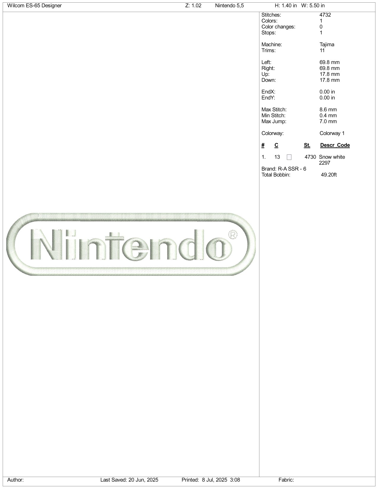 Nintendo Logo Embroidery Design Files - 3 Size's
